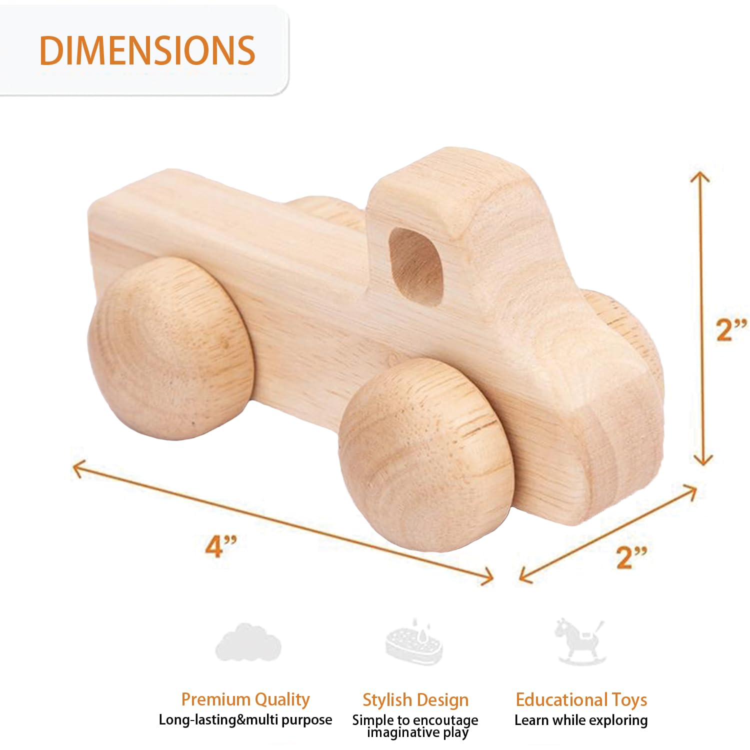 Personalized Name Wooden Toy Car for Toddlers 1-3