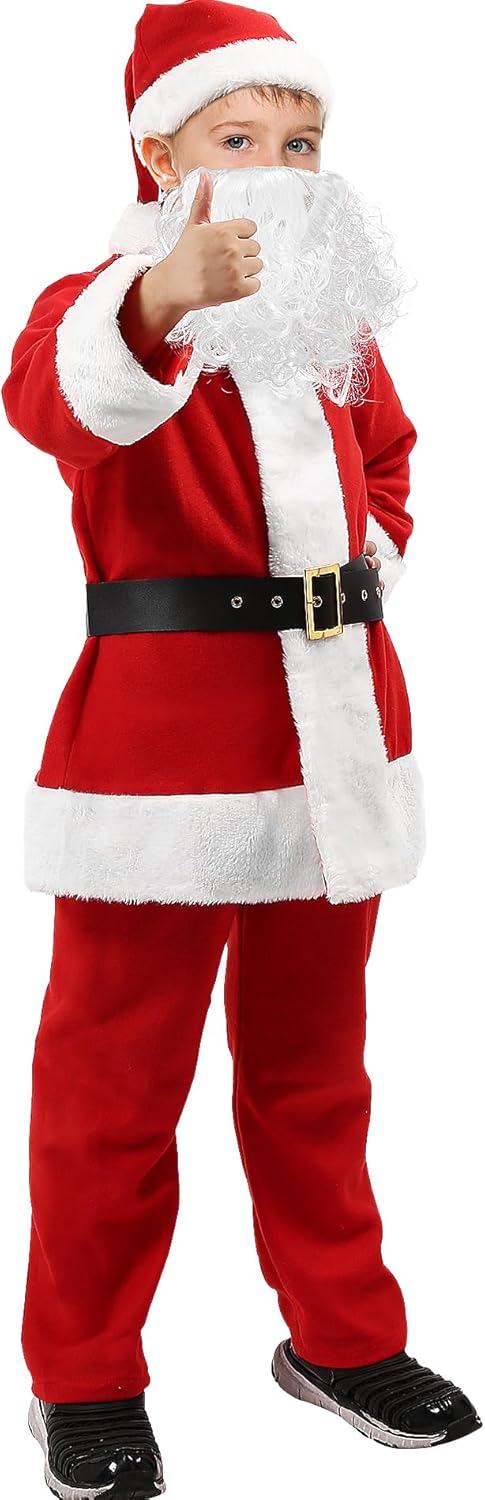 Kids Santa Costume 5Pcs - Festive Christmas Suit for Children