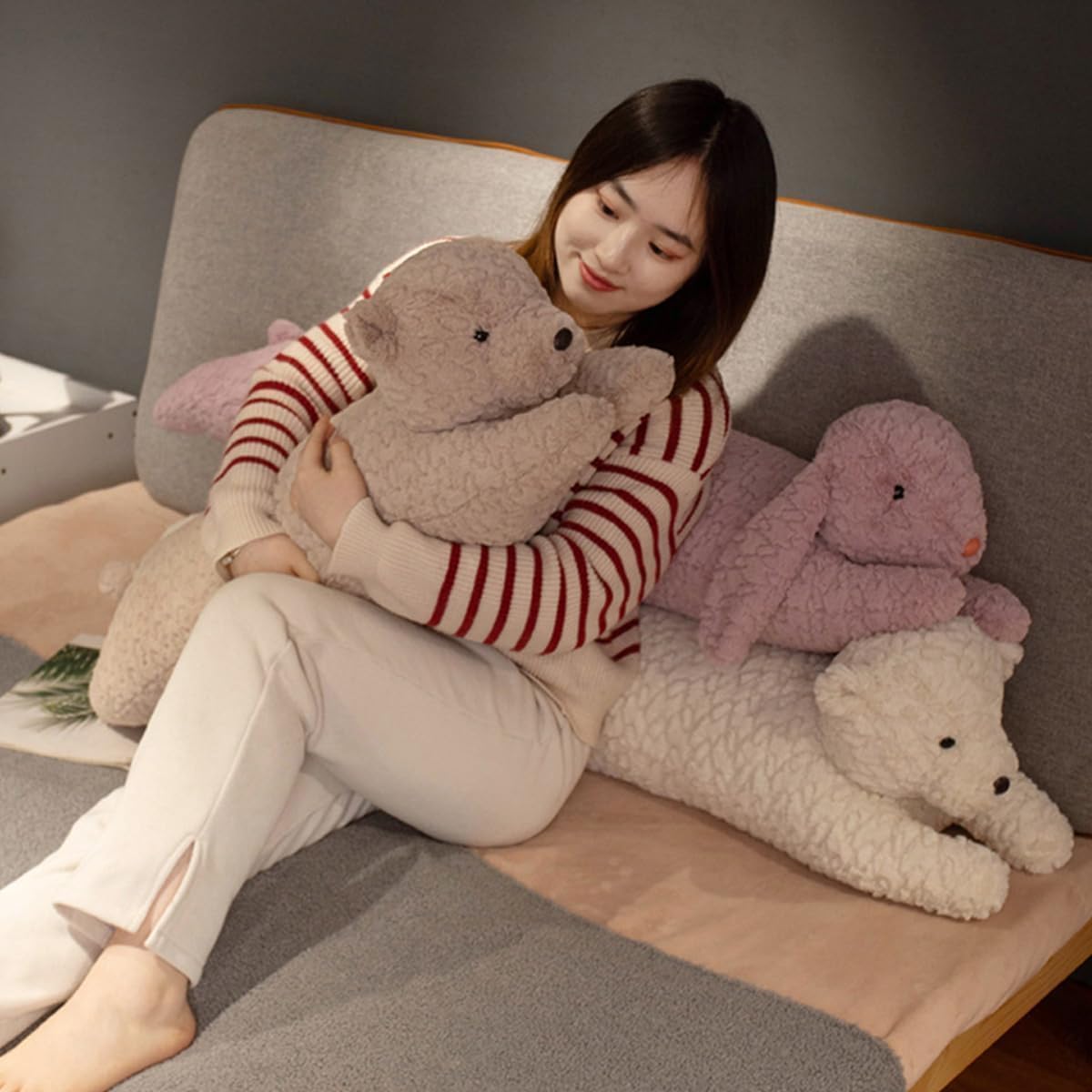 FEEZUSH Bear Plush Pillow - 35 Inch White