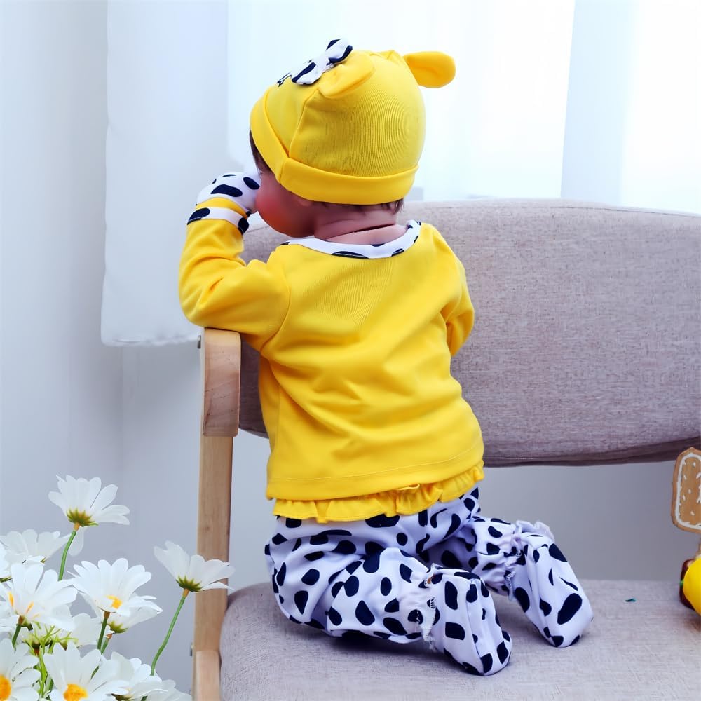 Yellow Cow Reborn Baby Doll 5pcs Outfit Set