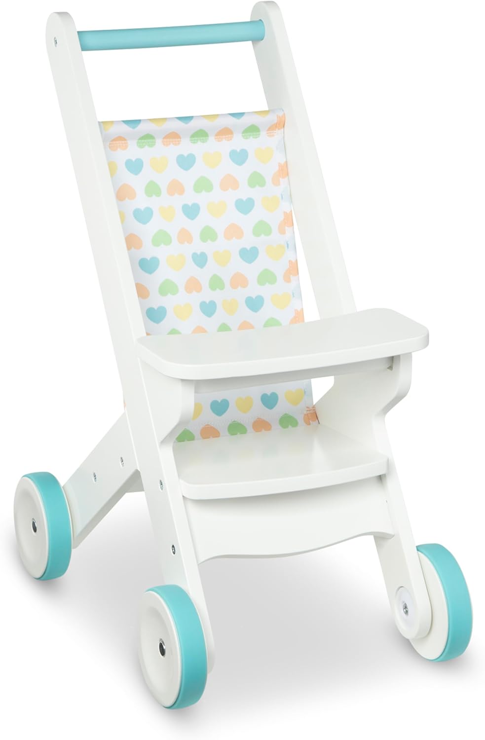 Melissa Doug White Wooden Play Stroller for Dolls and Stuffed Animals