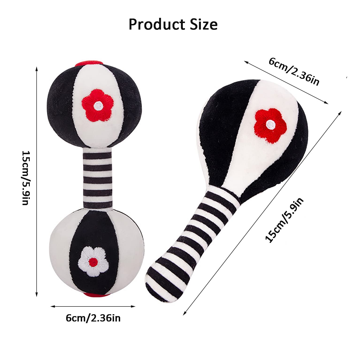 SHXERO 2 Pcs Baby Rattles for 0-6 Months