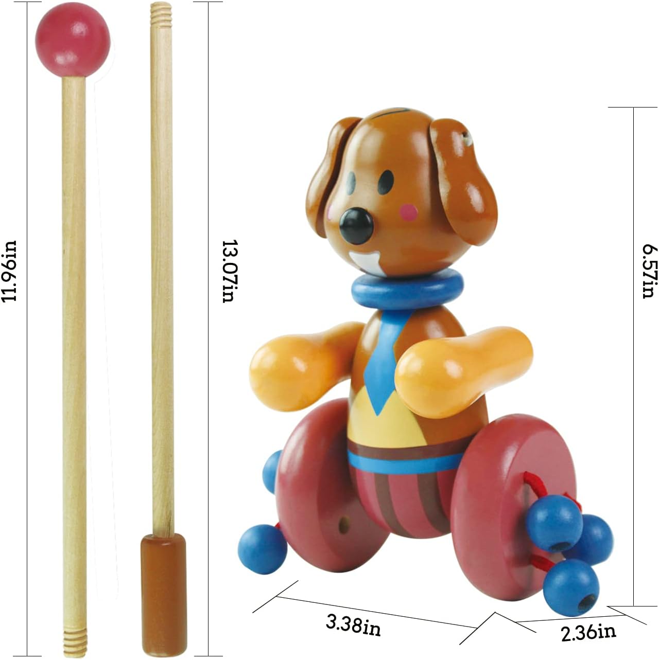 RUYU Loyal Puppy Wooden Push-n-Pull Toy for Toddlers