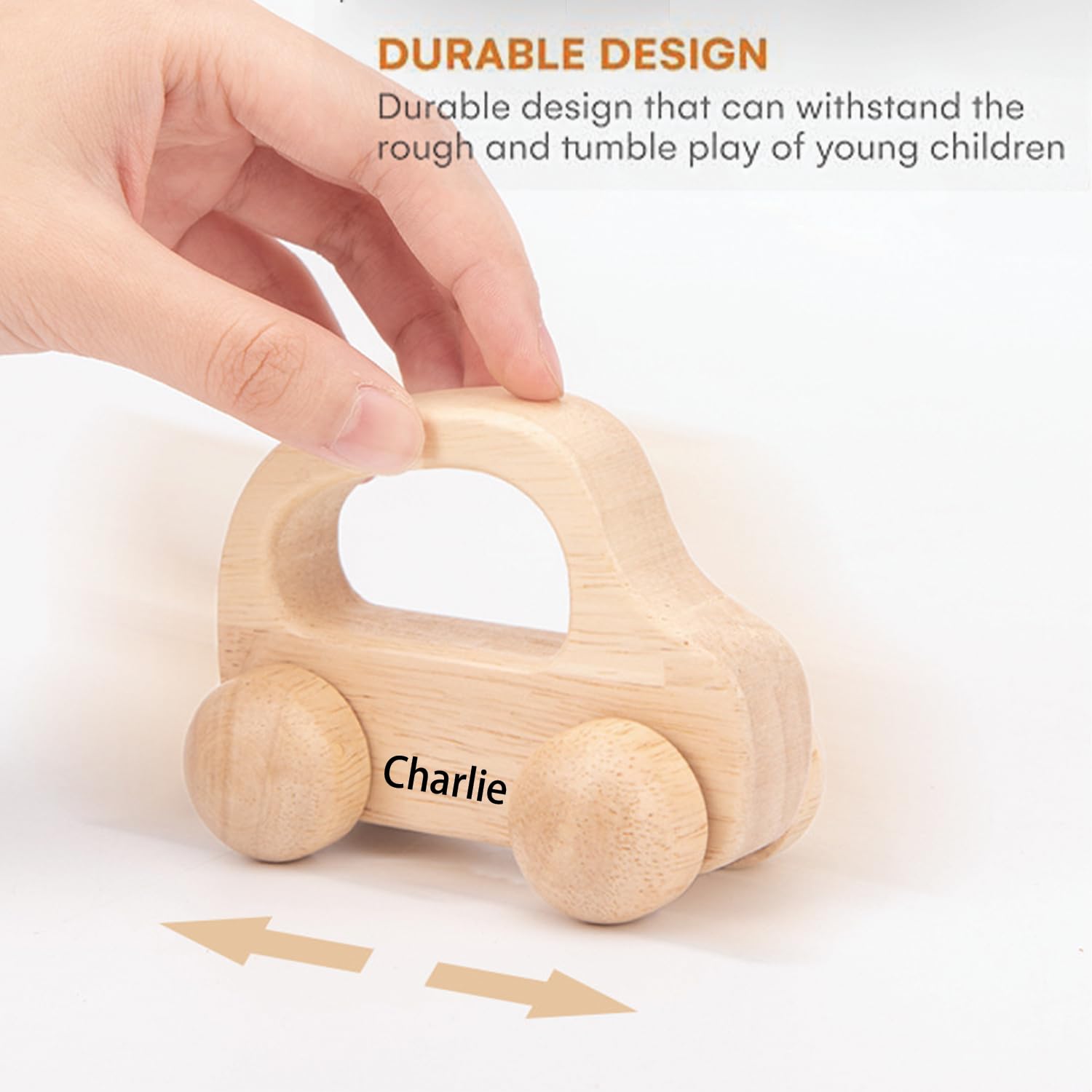 Personalized Name Wooden Toy Car for Toddlers 1-3