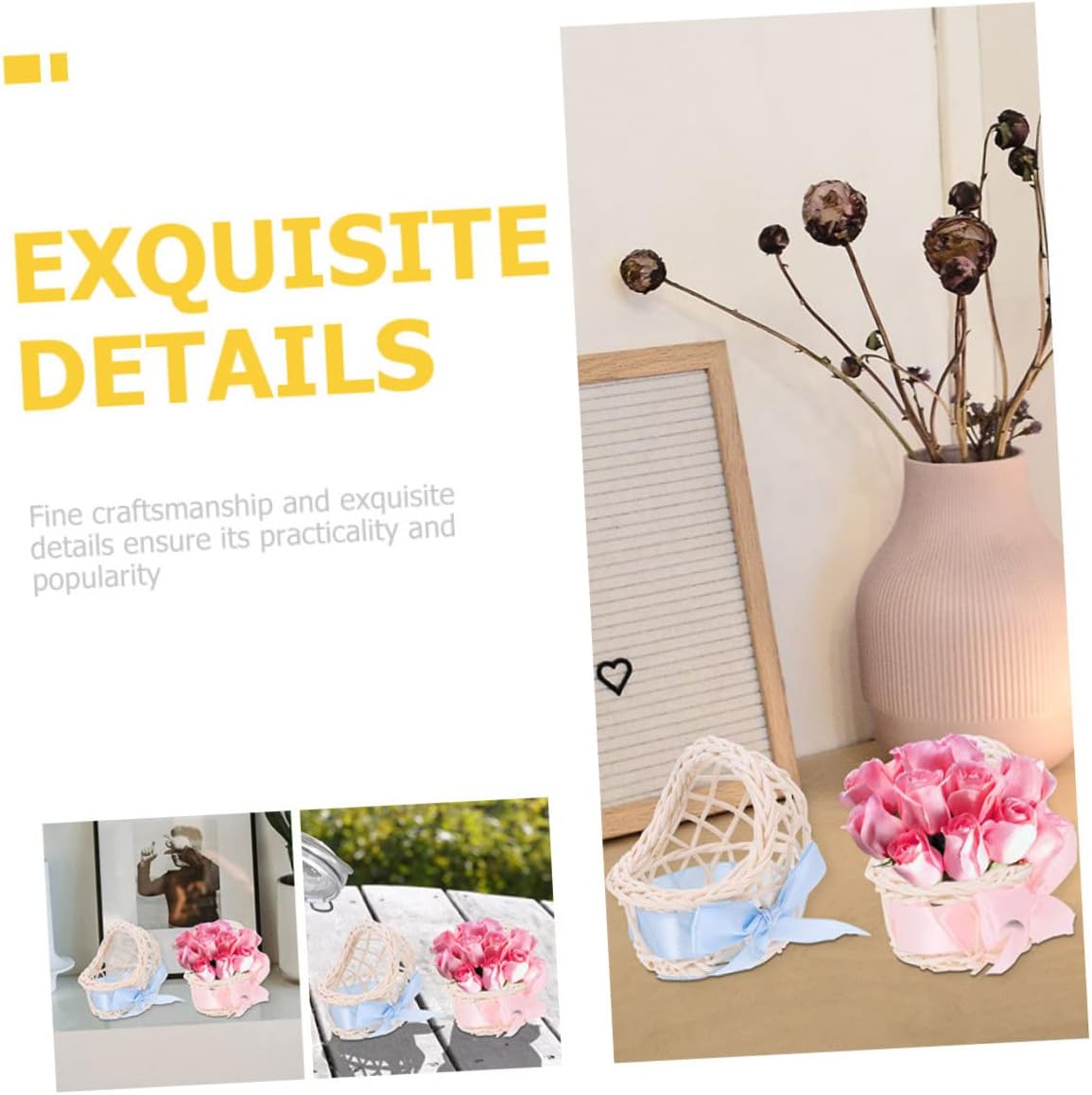 Hemoton 6pcs Mini Wicker Baskets for Doll House Decor