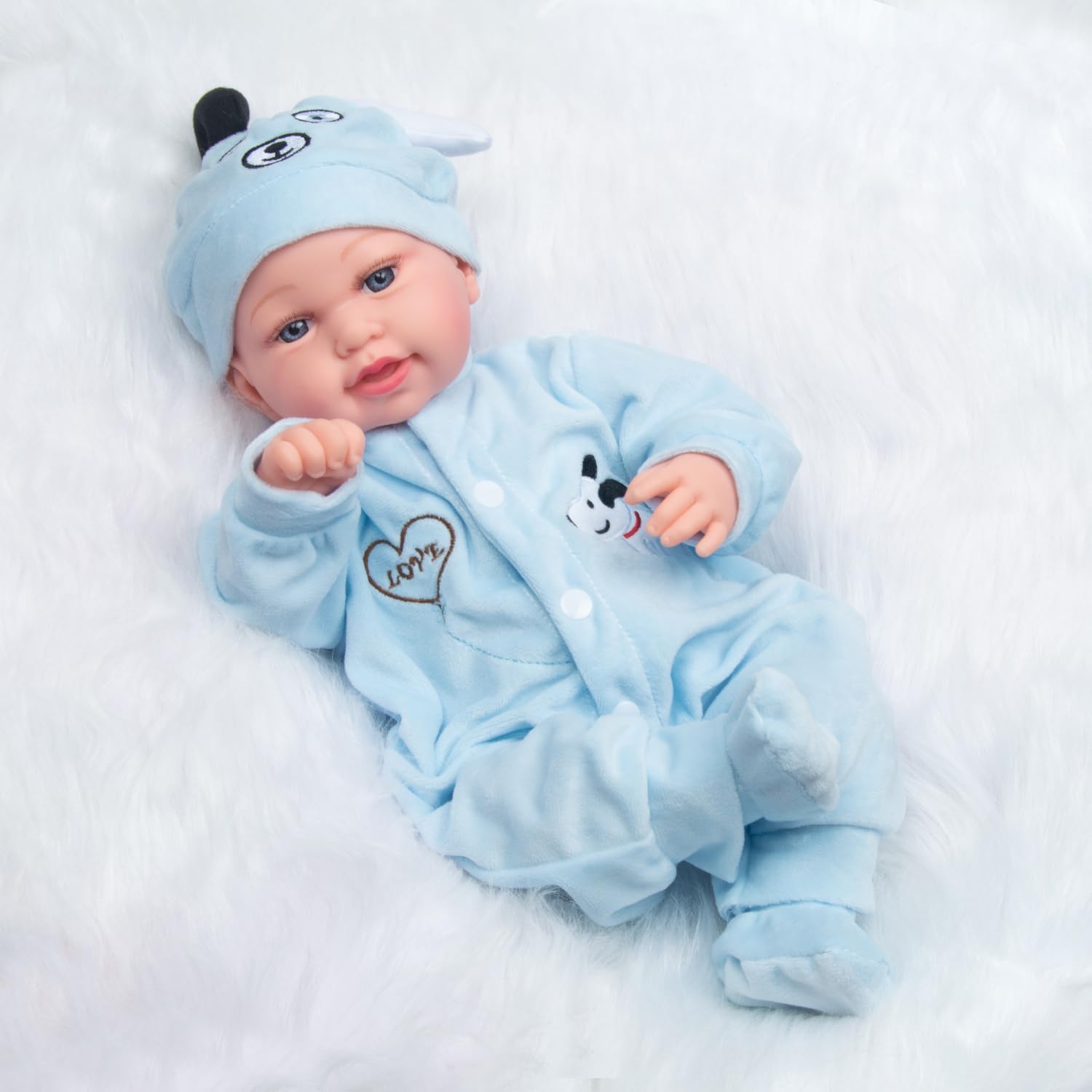 Pedolltree Reborn Baby Doll Clothes Blue Puppy 3 Pcs Set