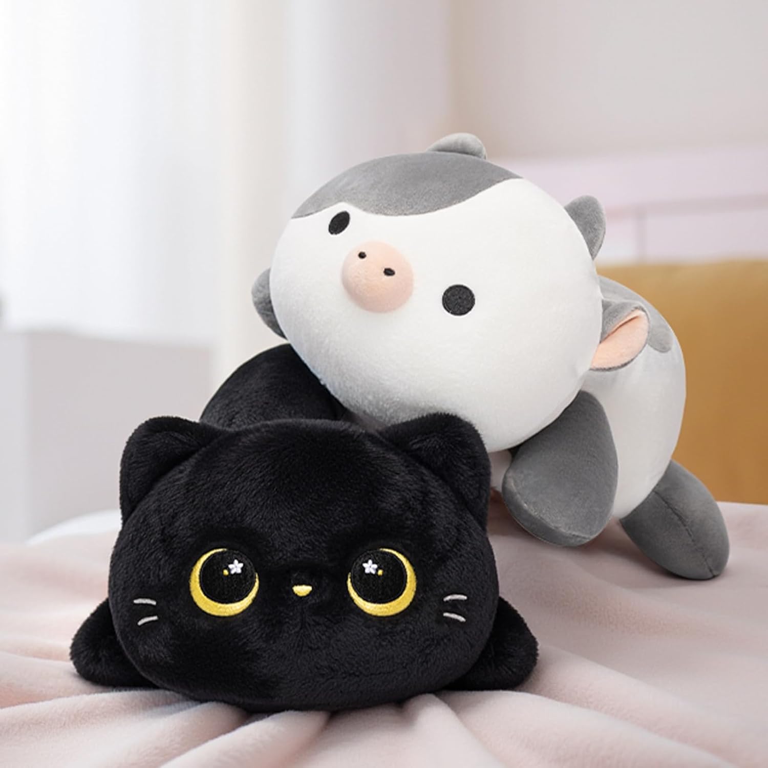 Cute Black Cat Plush Pillow for Kids Girls