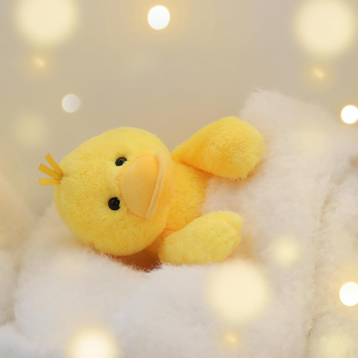 Apricot Lamb Fluffy Yellow Duck Plush Toy for Kids