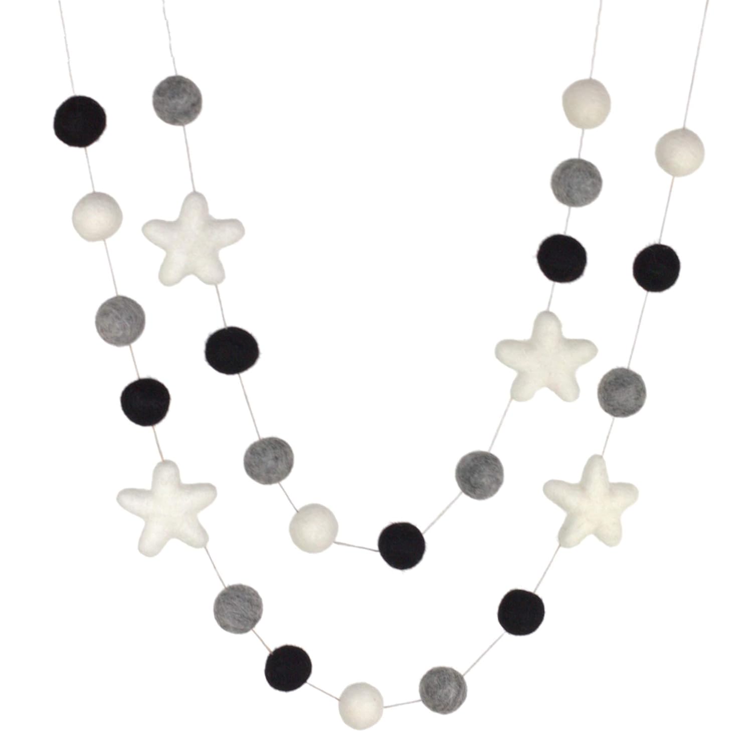 Matthew Mae Felt Garland - Black Gray White - Halloween Decor Use