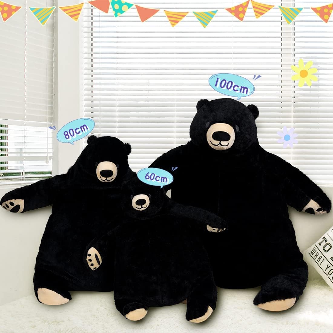 MIAOHAHA Plush Teddy Bear Black 315in Stuffed Animal