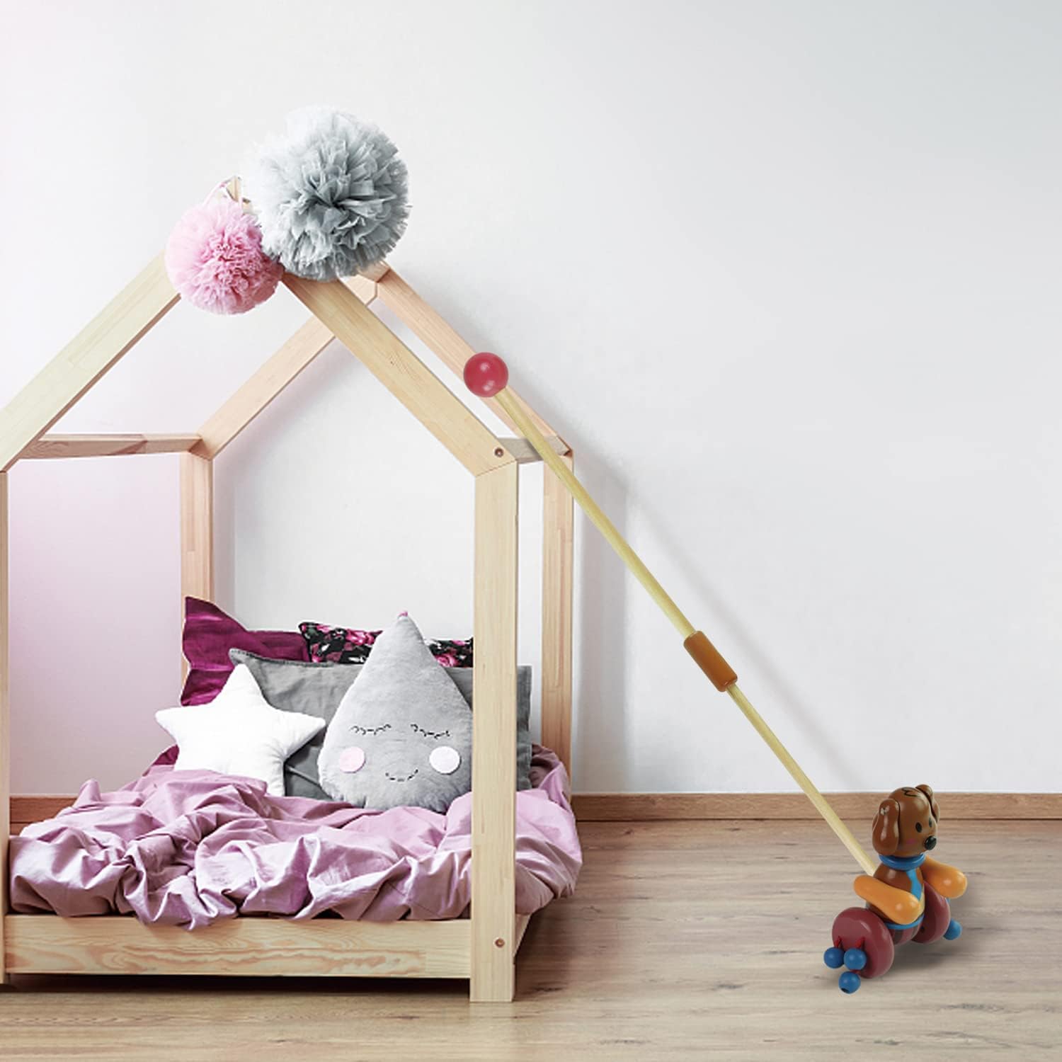 RUYU Loyal Puppy Wooden Push-n-Pull Toy for Toddlers