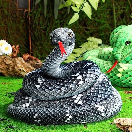 Hiboom Giant Snake Plush Toy 71 Inch Black Gray 1