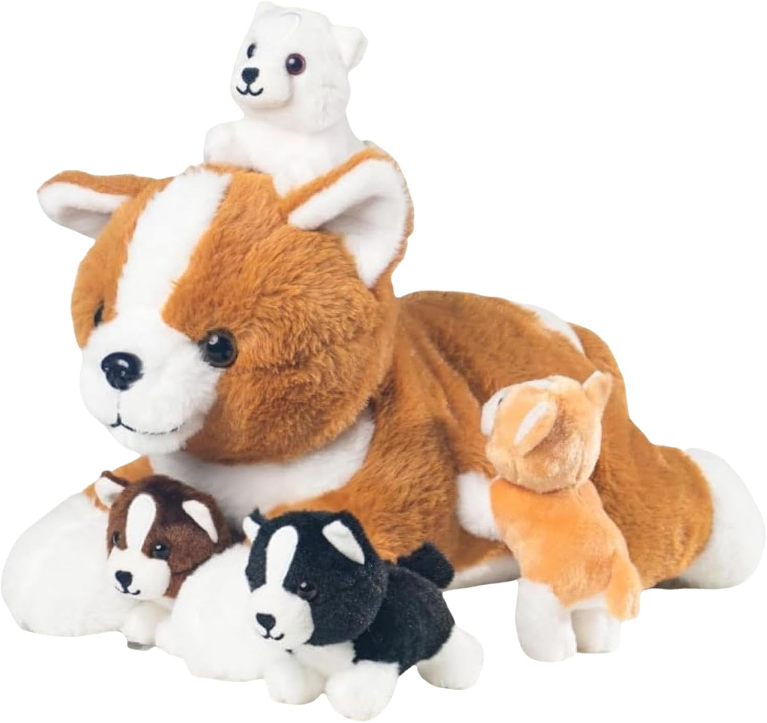 5 Pieces Dog Stuffed Animal Set with Babies