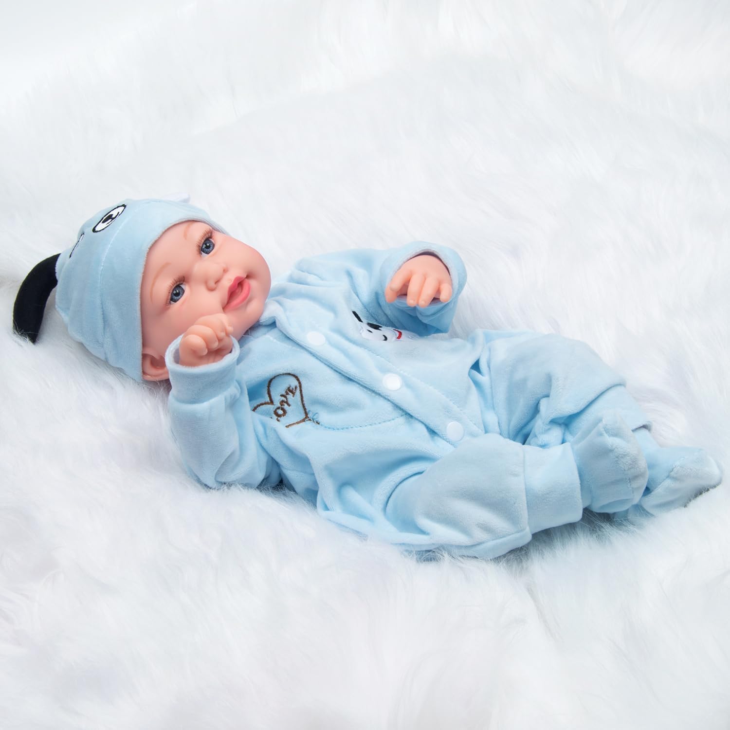 Pedolltree Reborn Baby Doll Clothes Blue Puppy 3 Pcs Set