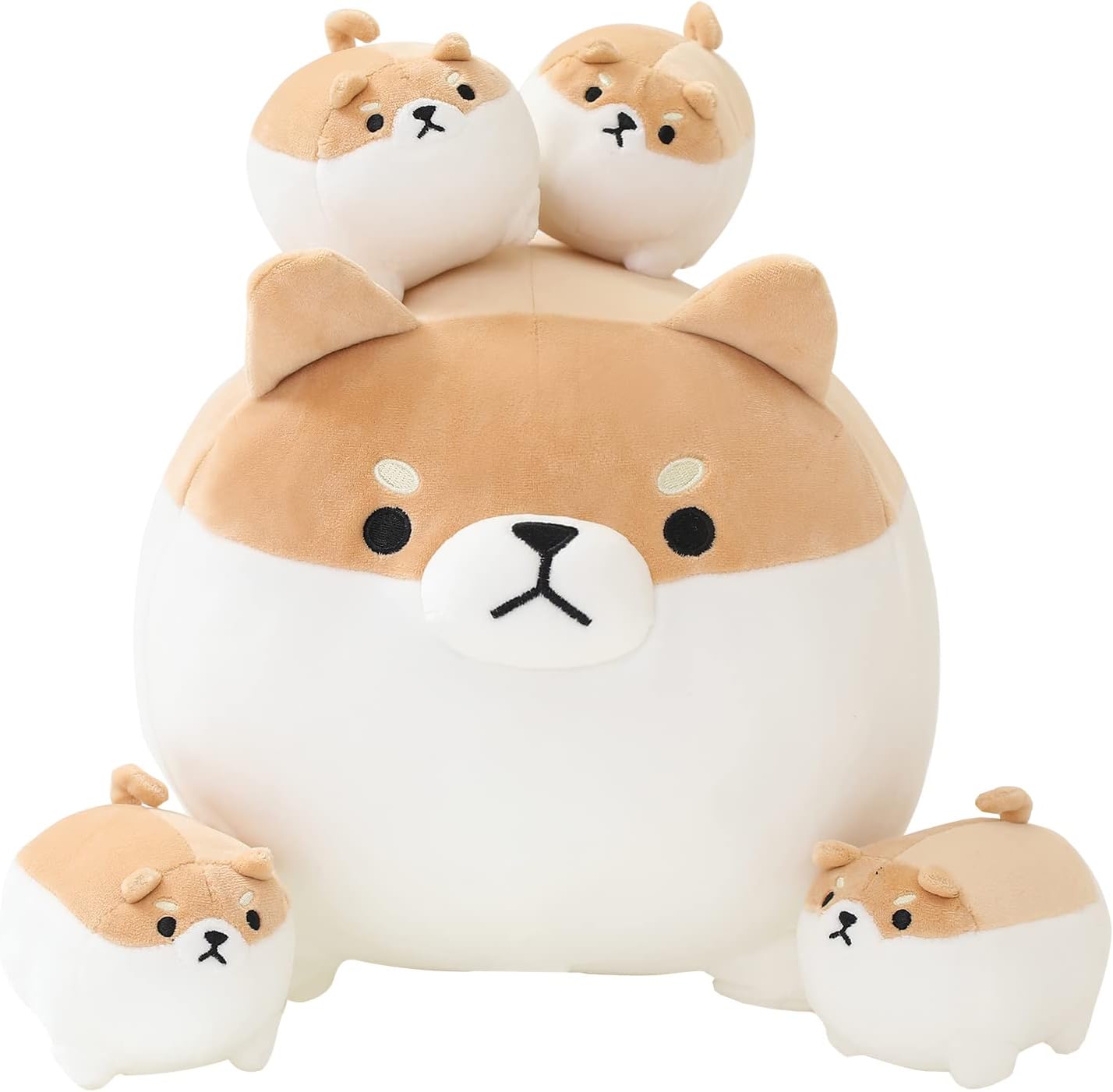 SQEQE Shiba Inu Plush Toy with 4 Zipper Baby Shiba Inu