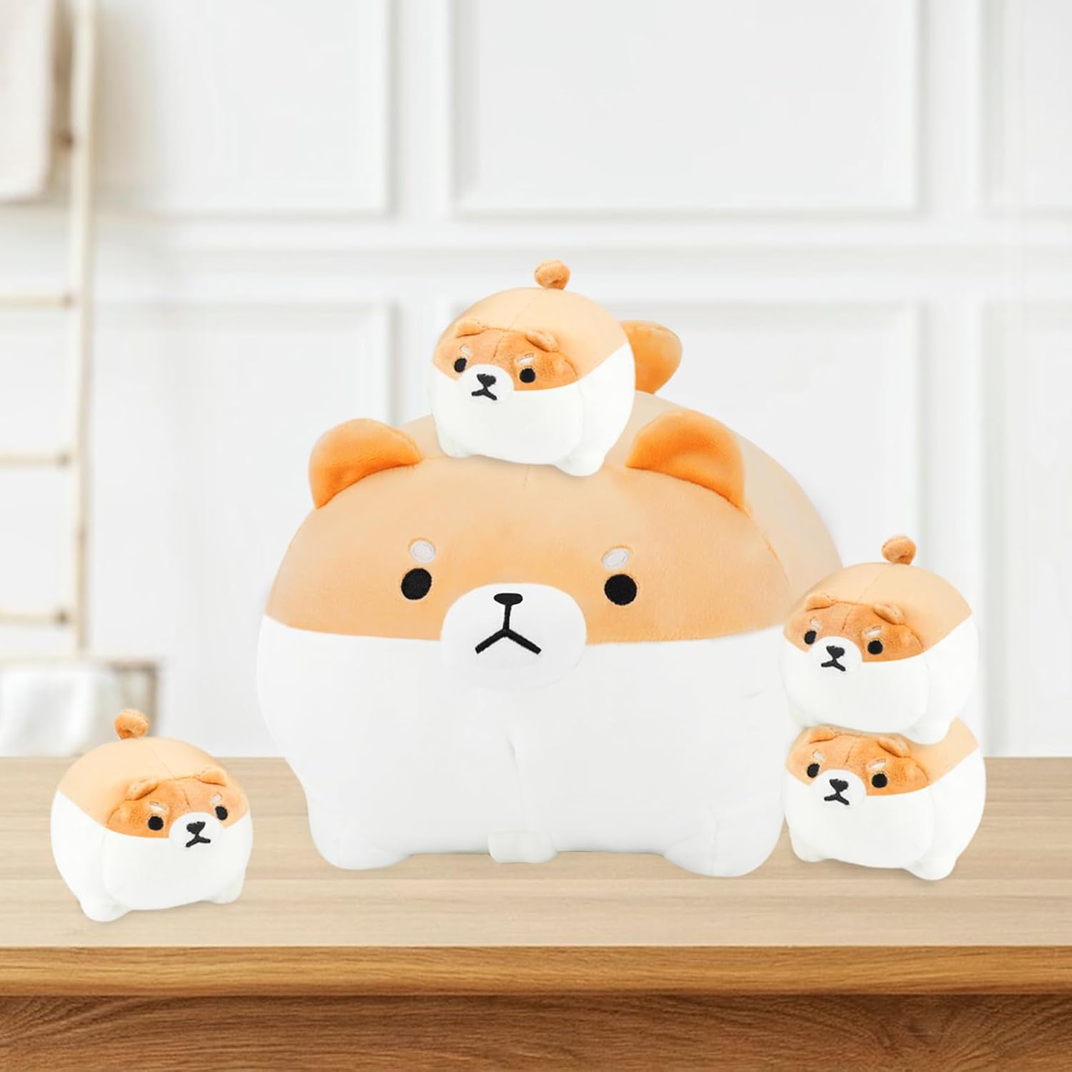 Shiba Inu Plush Pillow with 4 Baby Shiba Inus in Mommys Belly