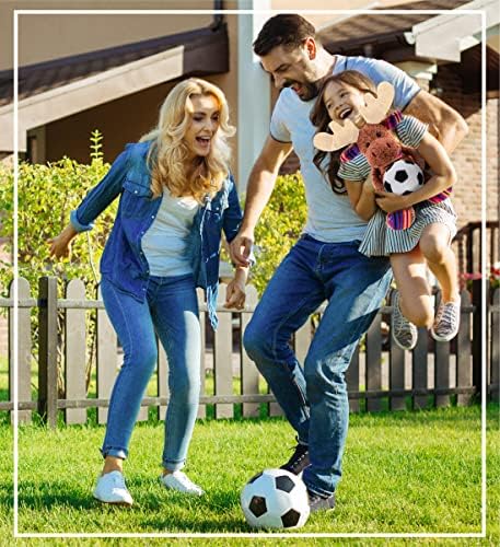 DolliBu Sitting Brown Moose Plush with Soccer Ball - 11 Inches