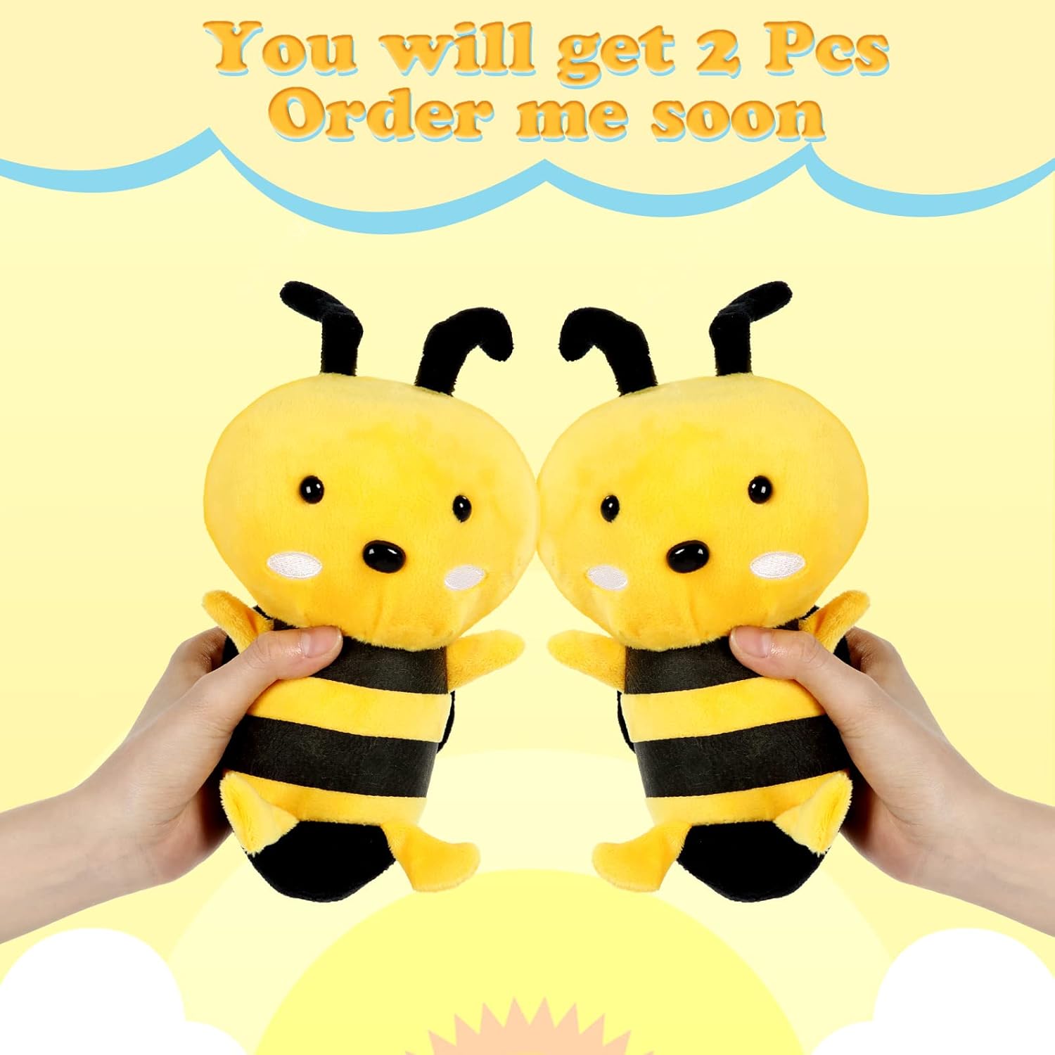 Civaner 2 Pieces Honey Bee Plush Toys 787 Inches