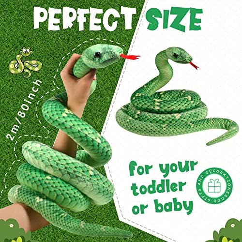 HyDren Realistic Giant Plush Snake Toy Green