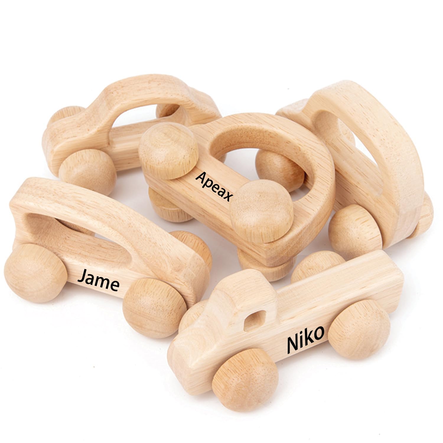 Personalized Name Wooden Toy Car for Toddlers 1-3