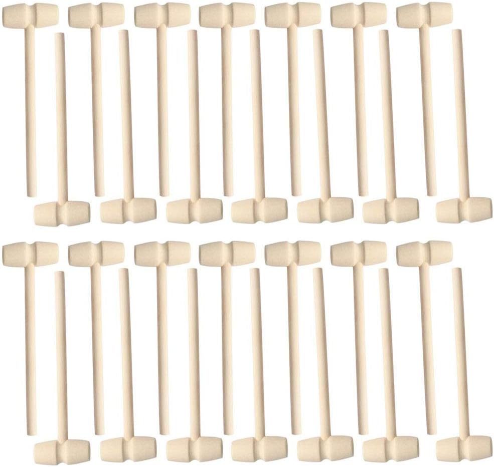 30Pcs Miniature Wooden Hammer for DIY and Seafood Shelling