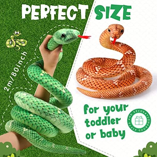 HyDren 2 Pcs Giant Plush Snake Toys for Kids