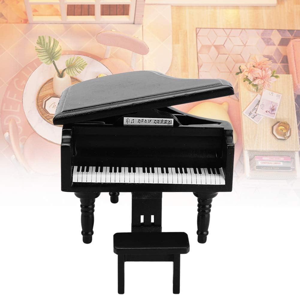 Zerodis 112 Scale Miniature Grand Piano with Stool