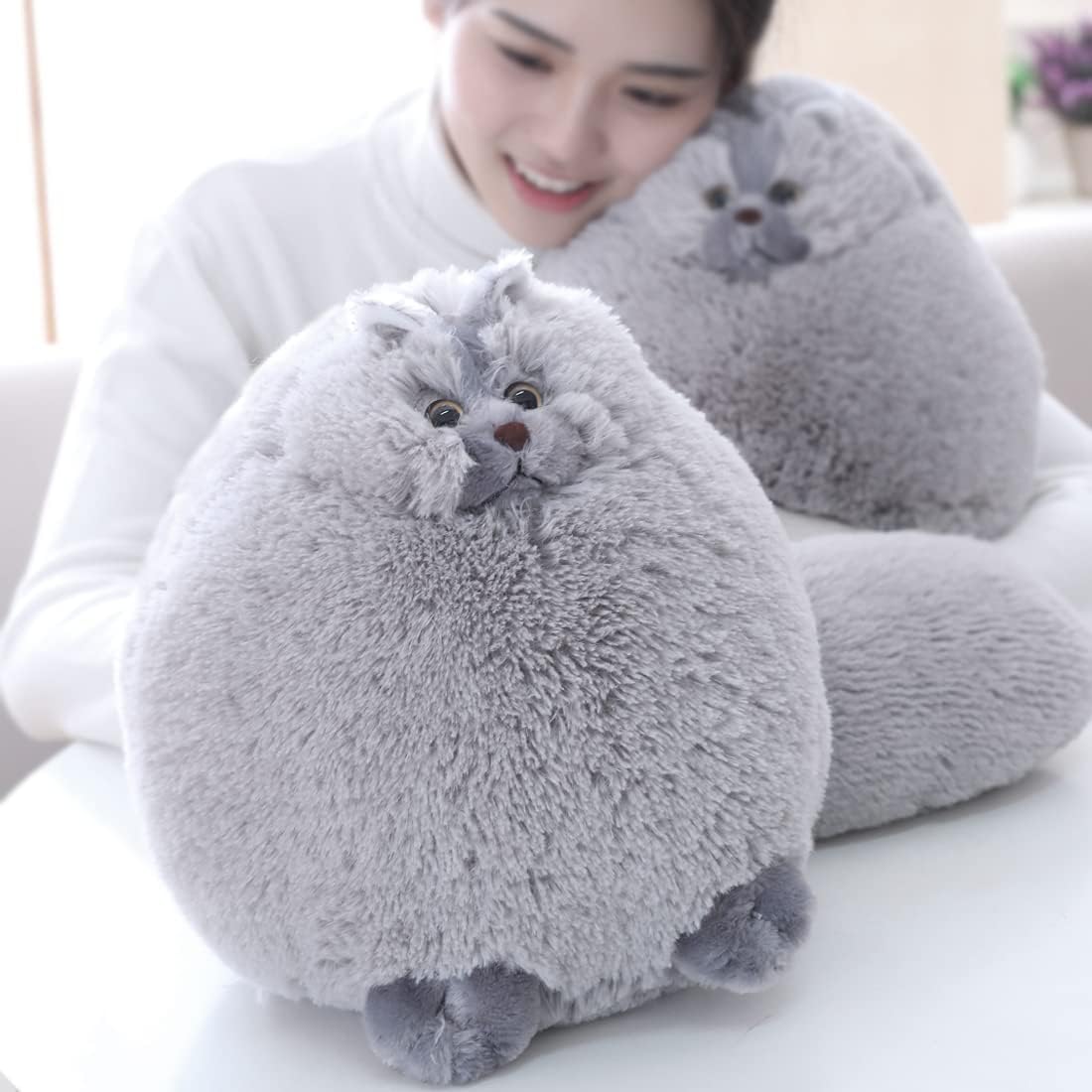 Winsterch Gray Fat Cat Plushie 10 Inches