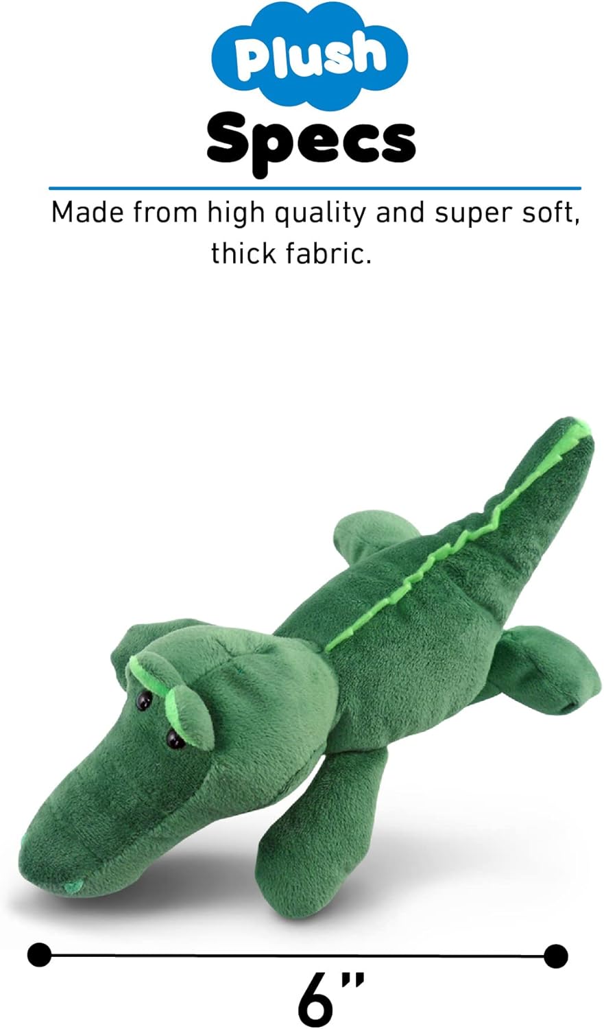 DolliBu Plush Alligator Stuffed Animal - 6 Inches