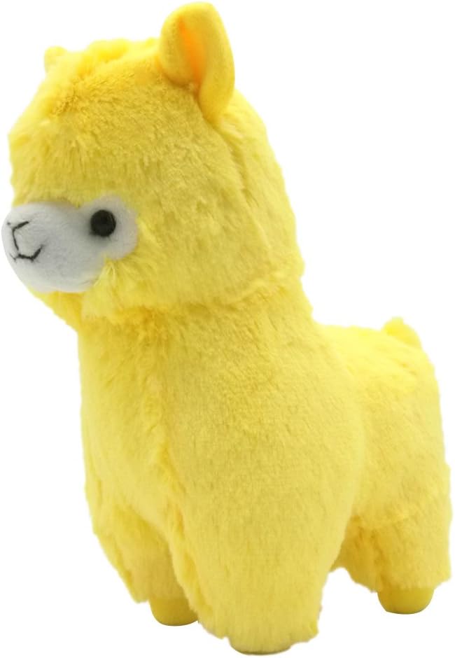 AngelGift Cuddly Plush Stuffed Animal Llama Lamb Yellow Alpaca Doll 7 Inch