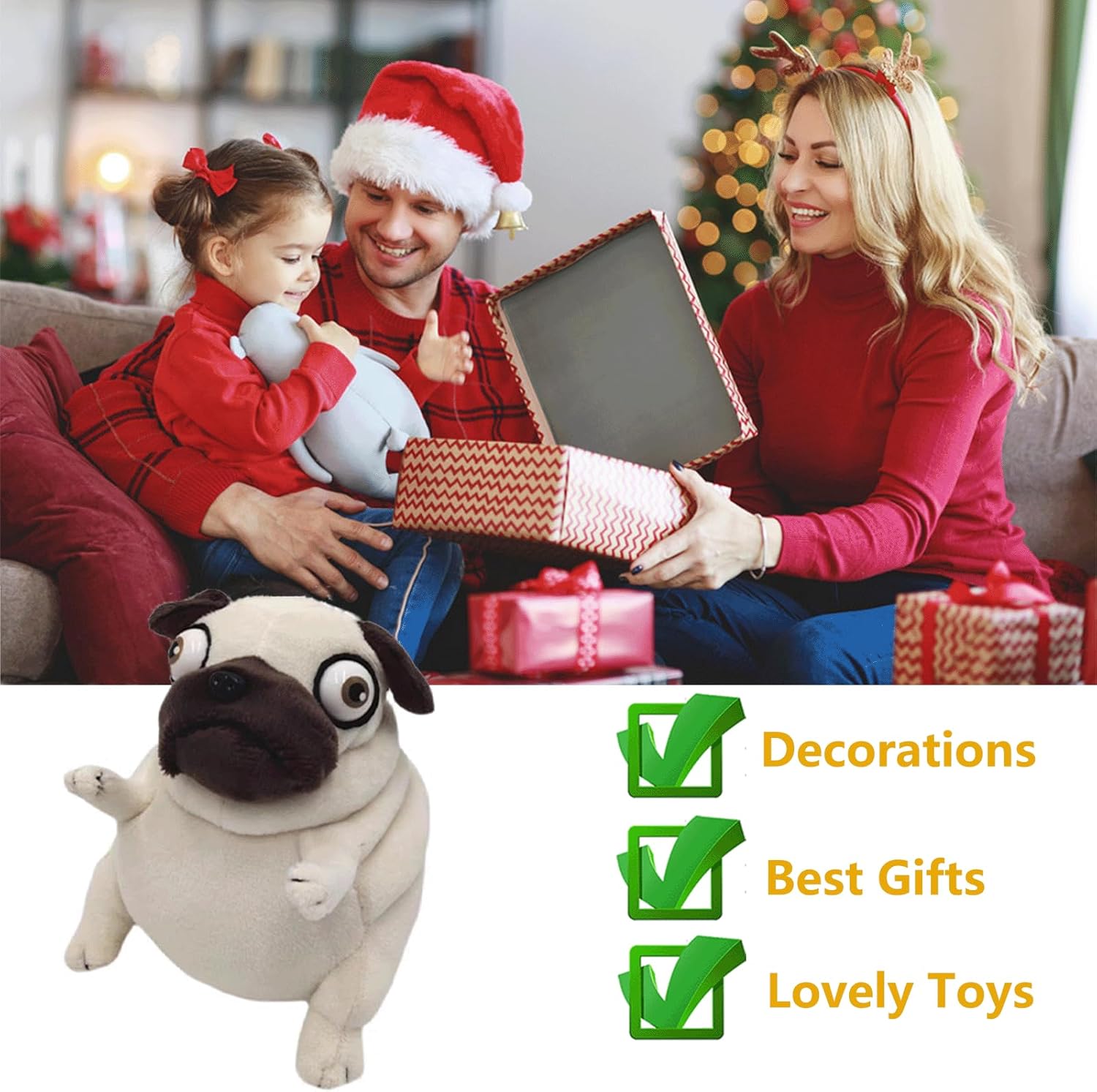 Pug Dog Stuffed Animal 6 Inch Funny Ugly Cute Plush Toy