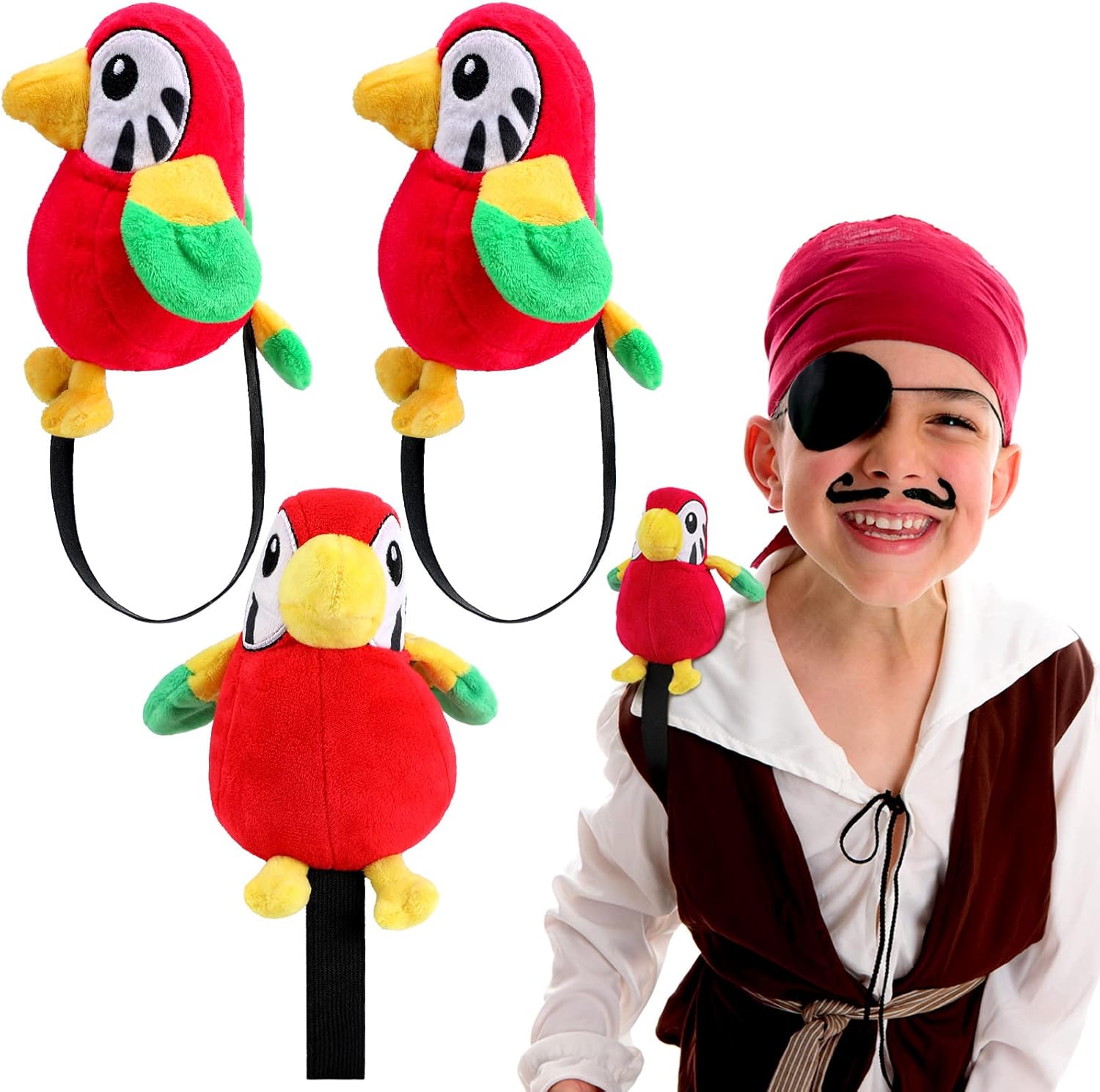 Kathfly 3 Pcs Pirate Parrot Shoulder Prop Costume Toy