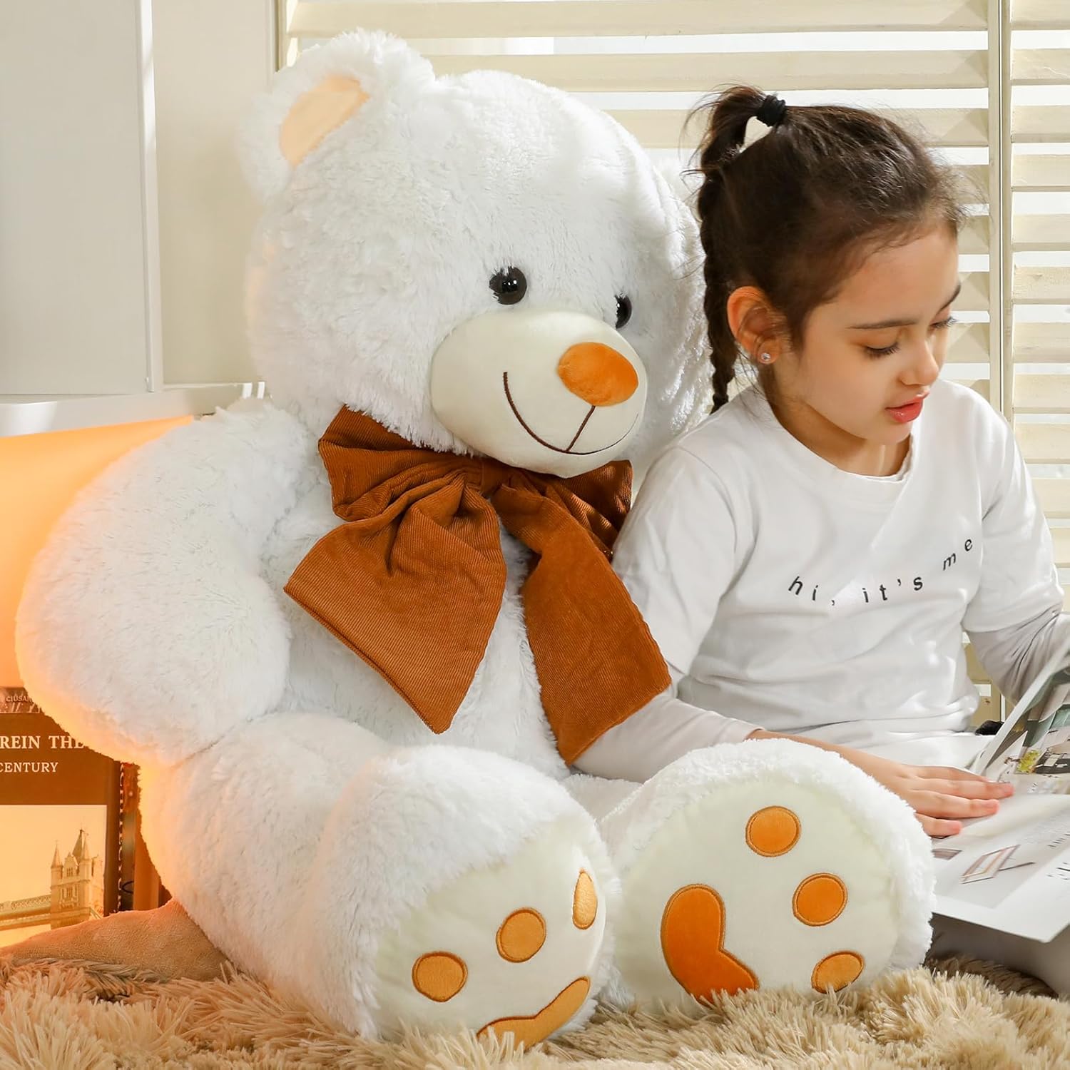 MorisMos 40 Inch White Teddy Bear Plush Toy