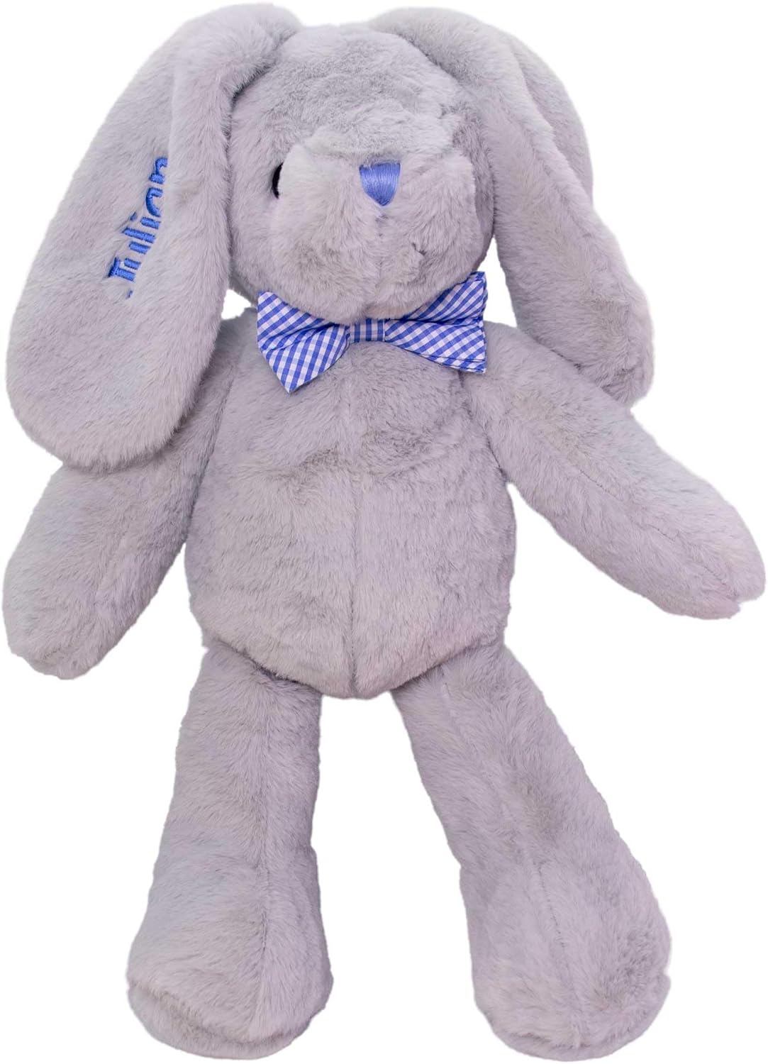DIBSIES Personalized Hoppity Floppity Bunny 18-inch Gray with Blue Bowtie