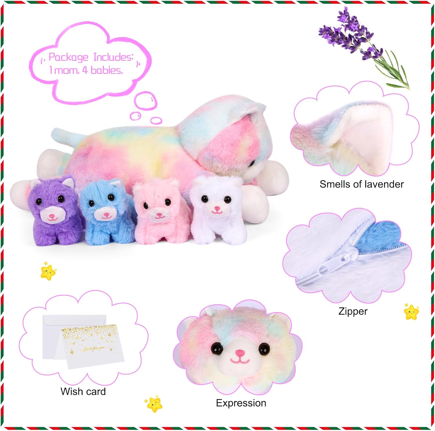 PLYFOU 5-Piece Cat Plush Set for Kids