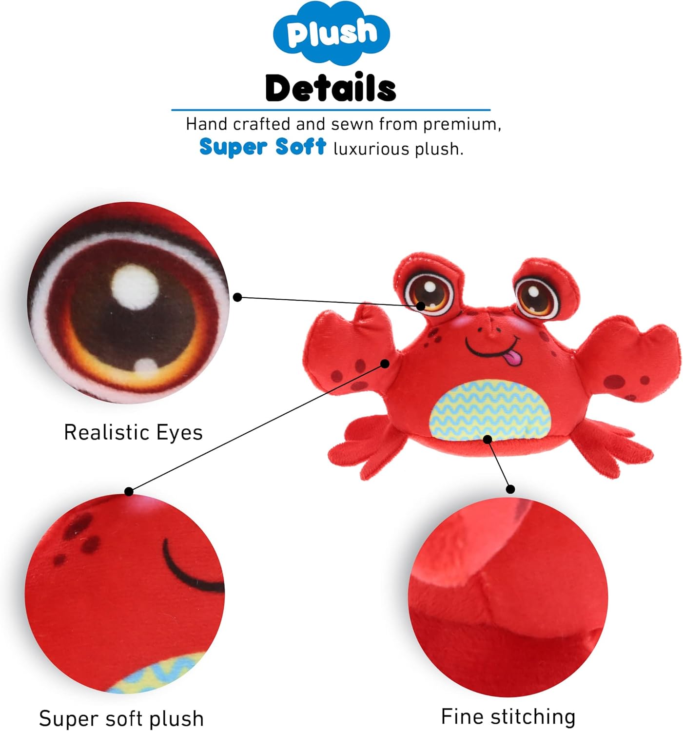 DolliBu Red Crab Plush Toy 55 Inches Huggable Cuddle Gift