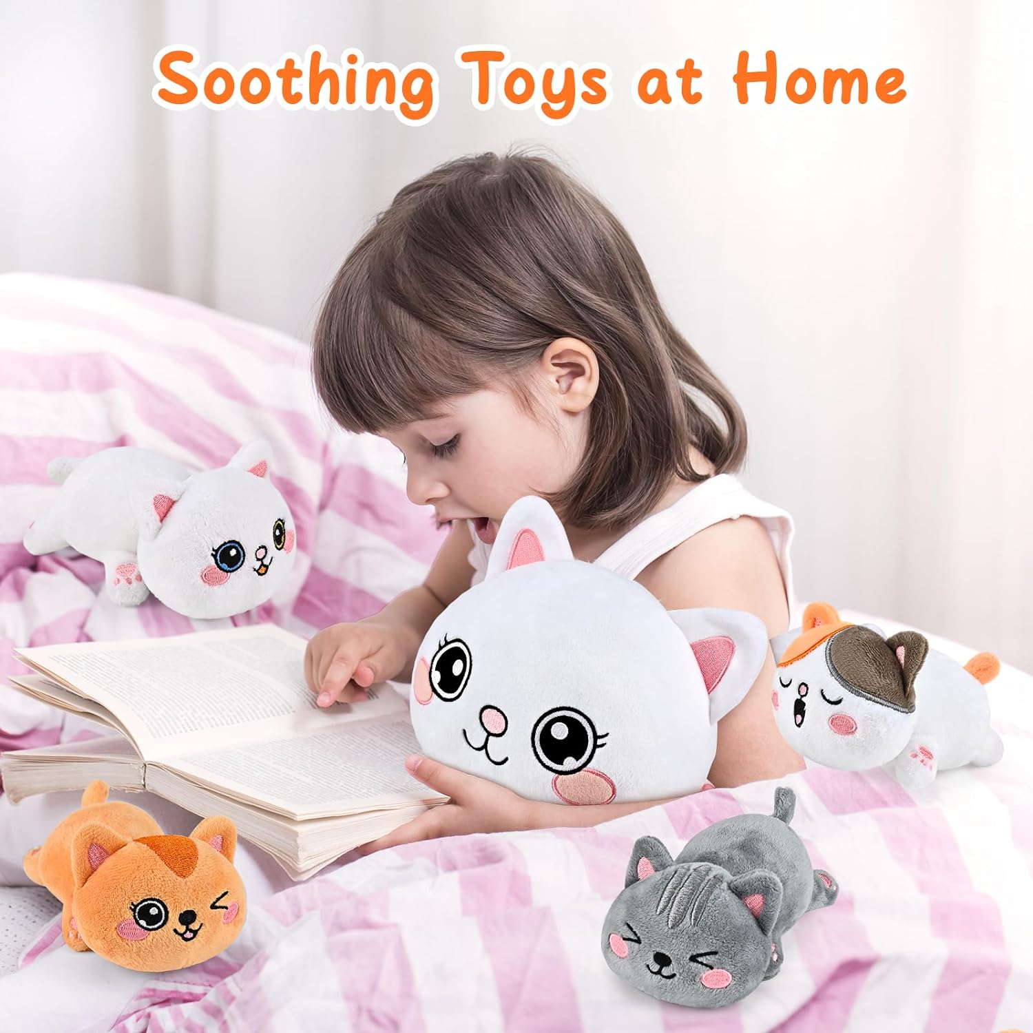 KMUYSL Plush Cat Toy Set with 4 Baby Kitties