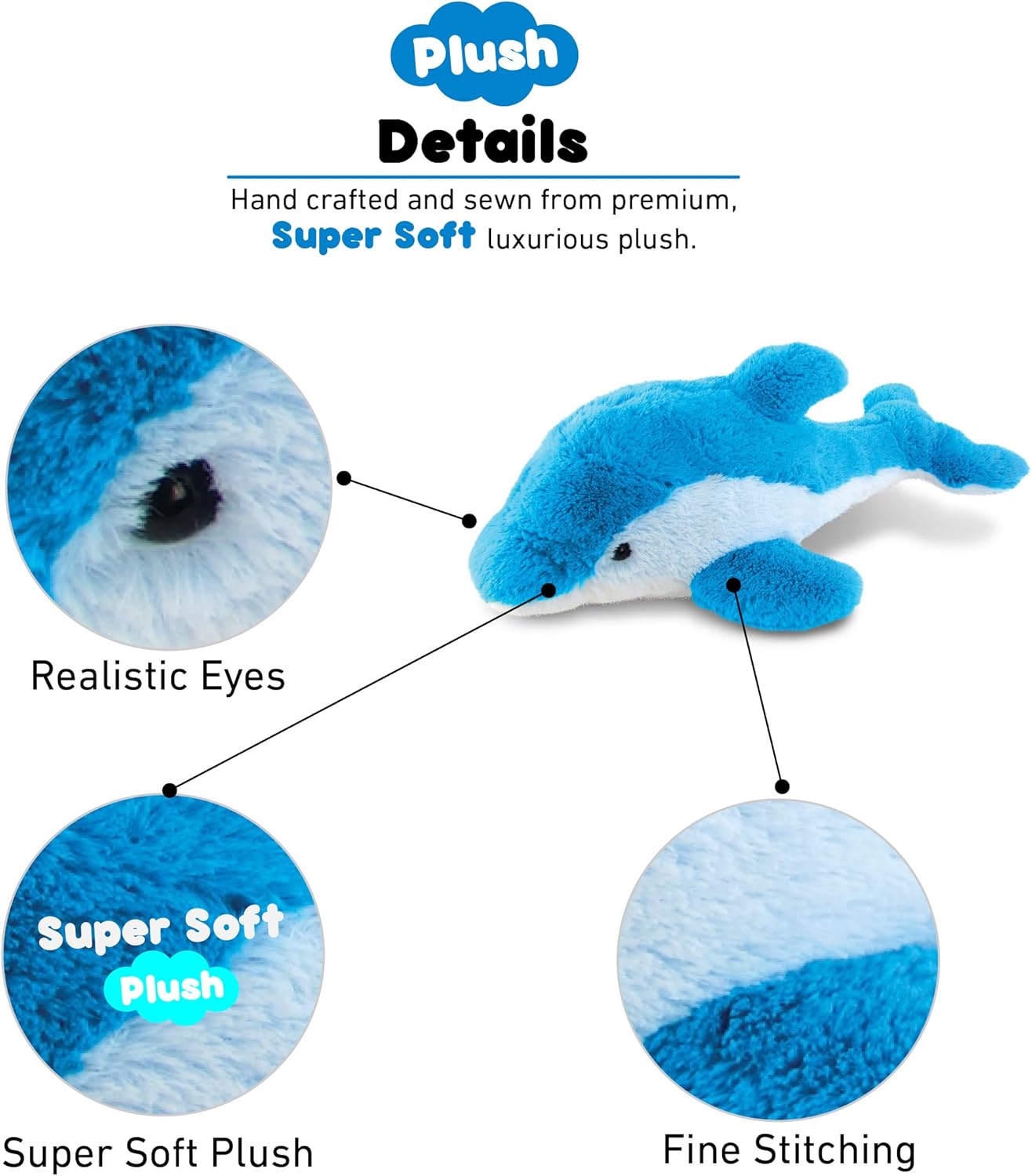 Puzzled DolliBu Plush Dolphin - 18 Inch Soft Huggable Toy