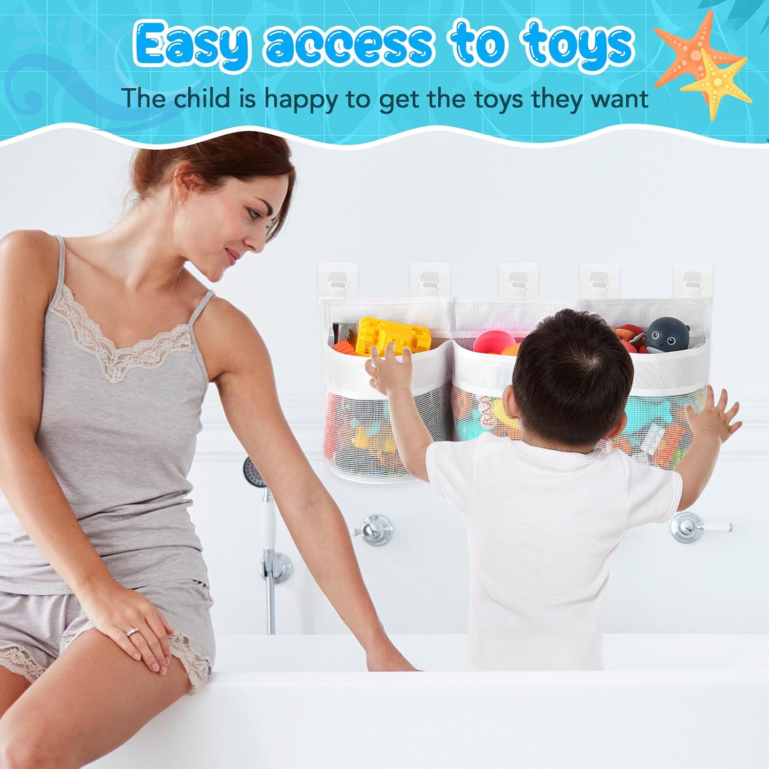 Satumho Bath Toy Storage Organizer for Tub White