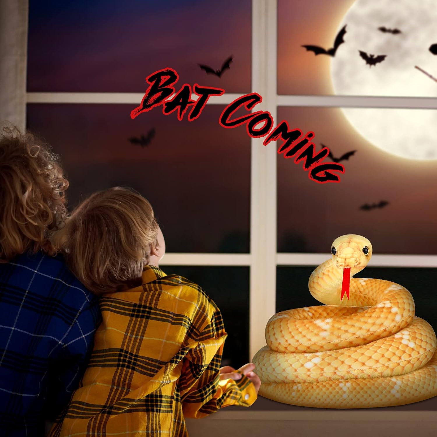 HyDren 80 Inch Yellow Giant Plush Snake Toy