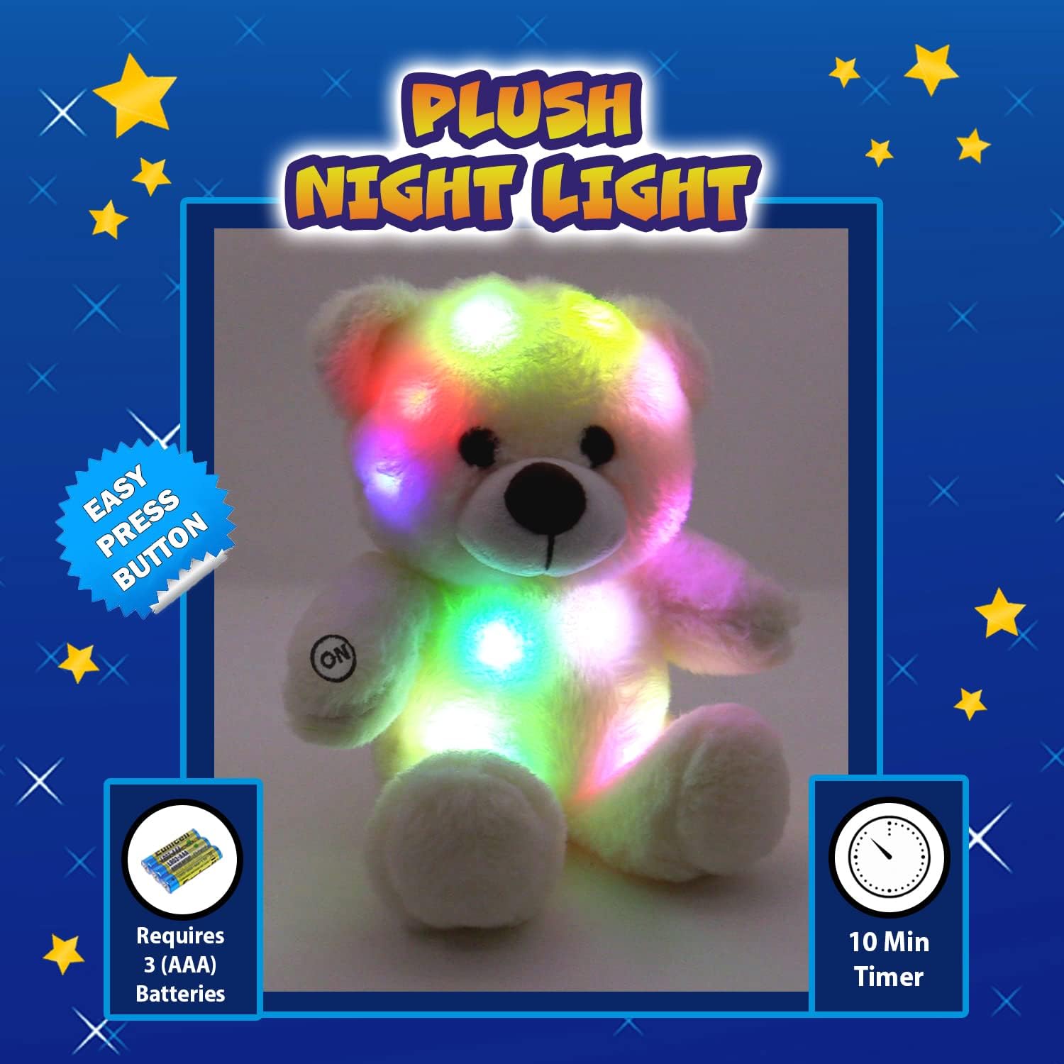 The Noodley LED Light Up Stuffed Animal Sleep Toy - 12 Inch White