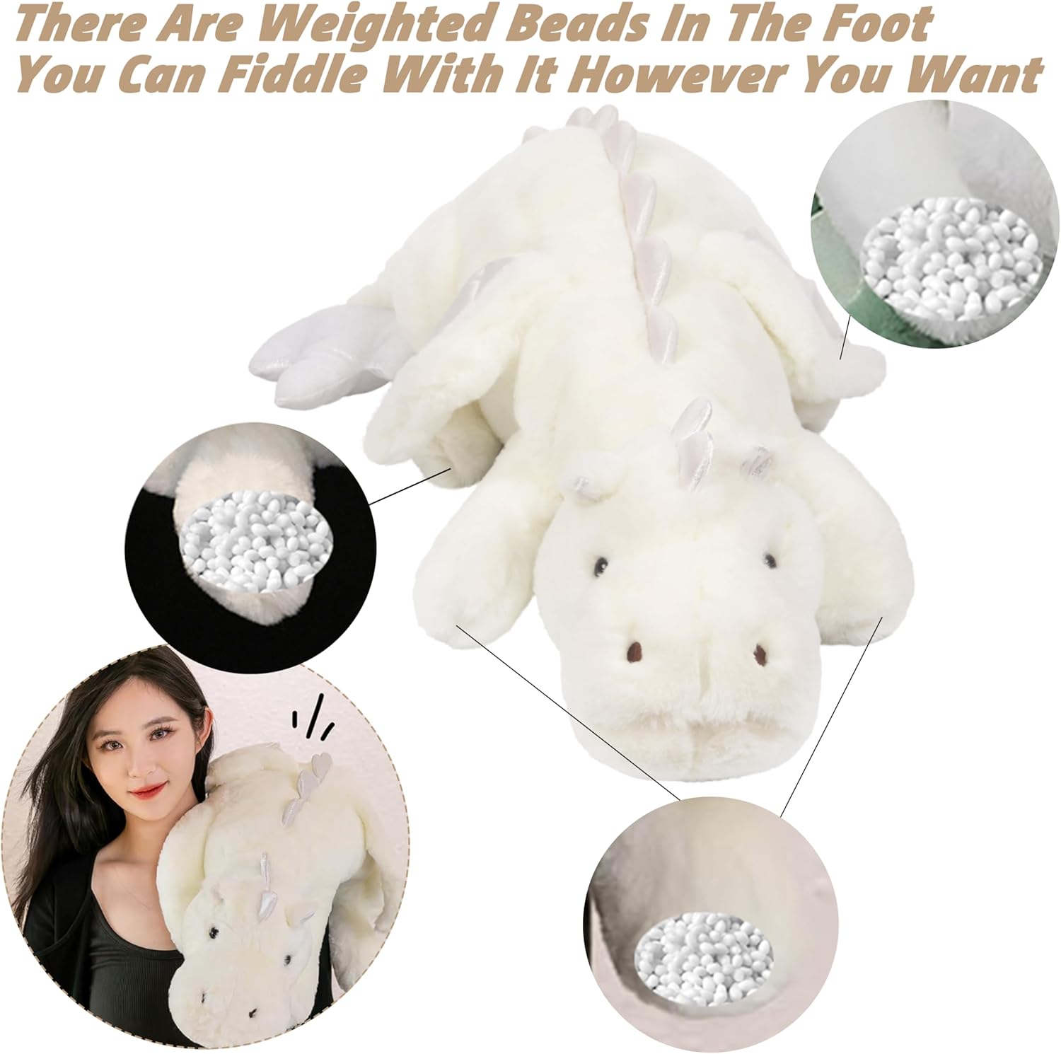 ARELUX 37in Cute Dragon Plush Toy with Wings