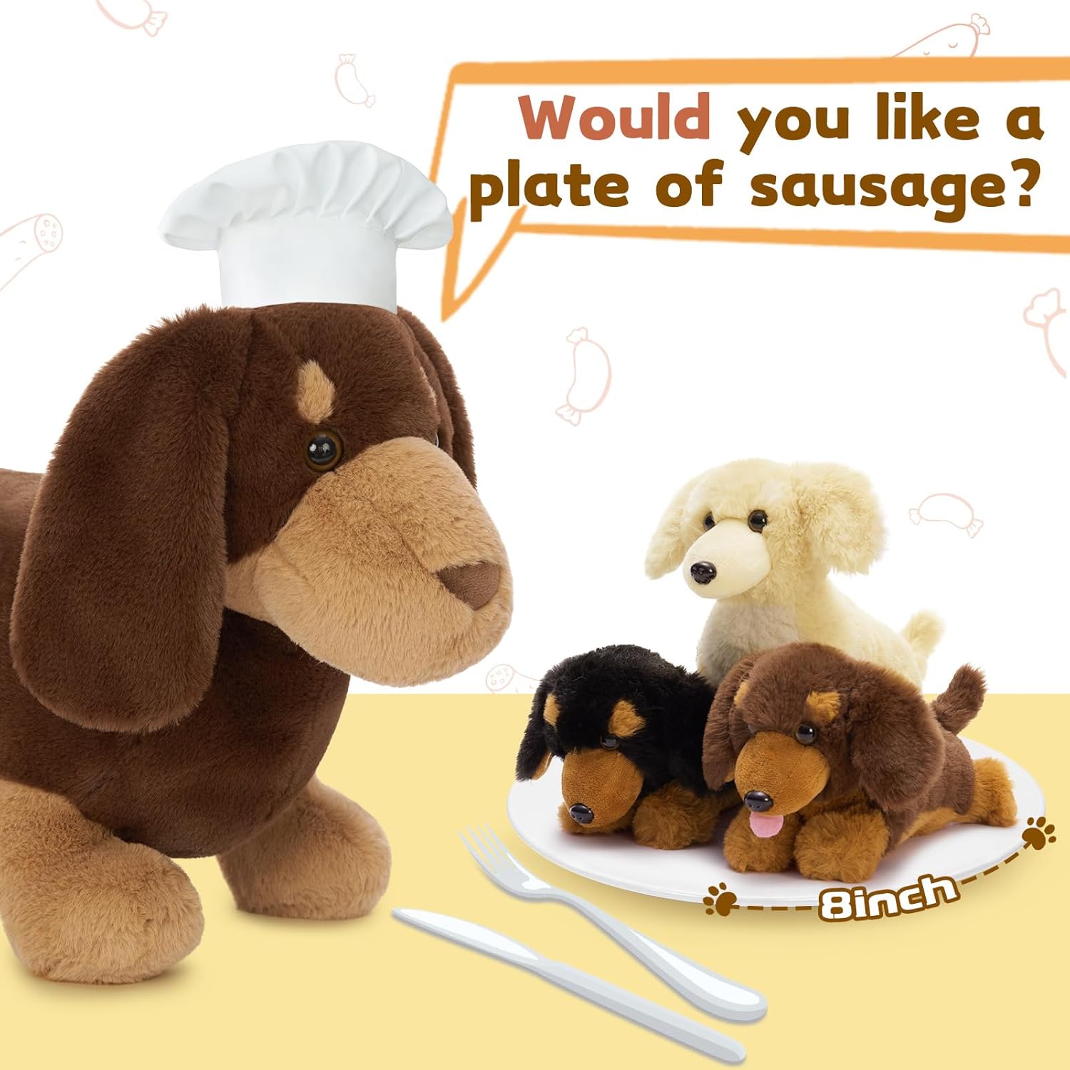 Muiteiur 18 Dachshund Plush Set 4-Pack Cuddly Dog Toys