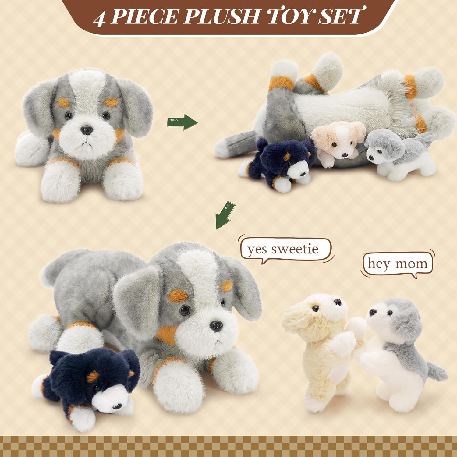 Tezituor 5Pcs Australian Shepherd Plush Set 1