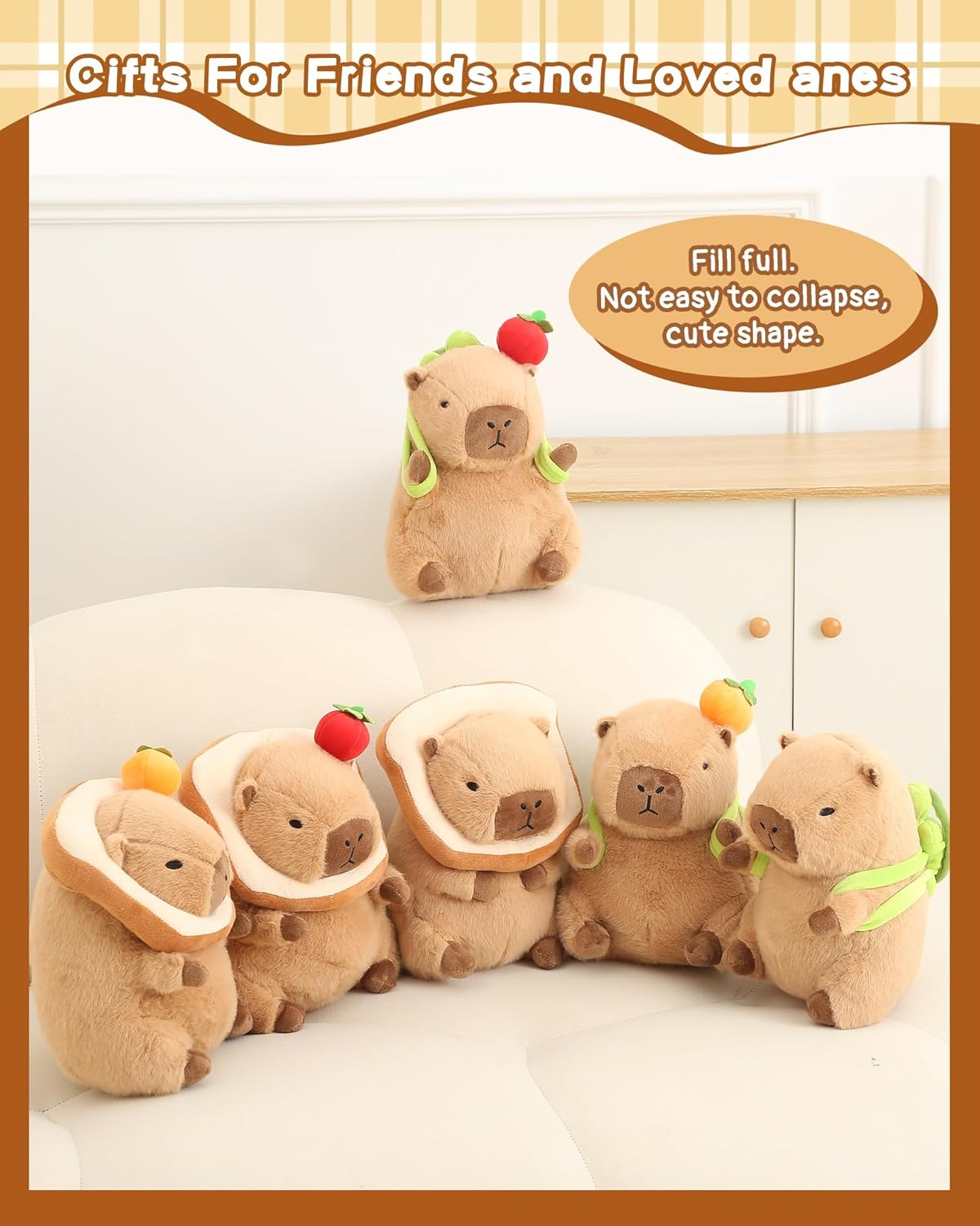 Cute Capybara Plushie Pillow 12 Inch Toy for Kids Adults