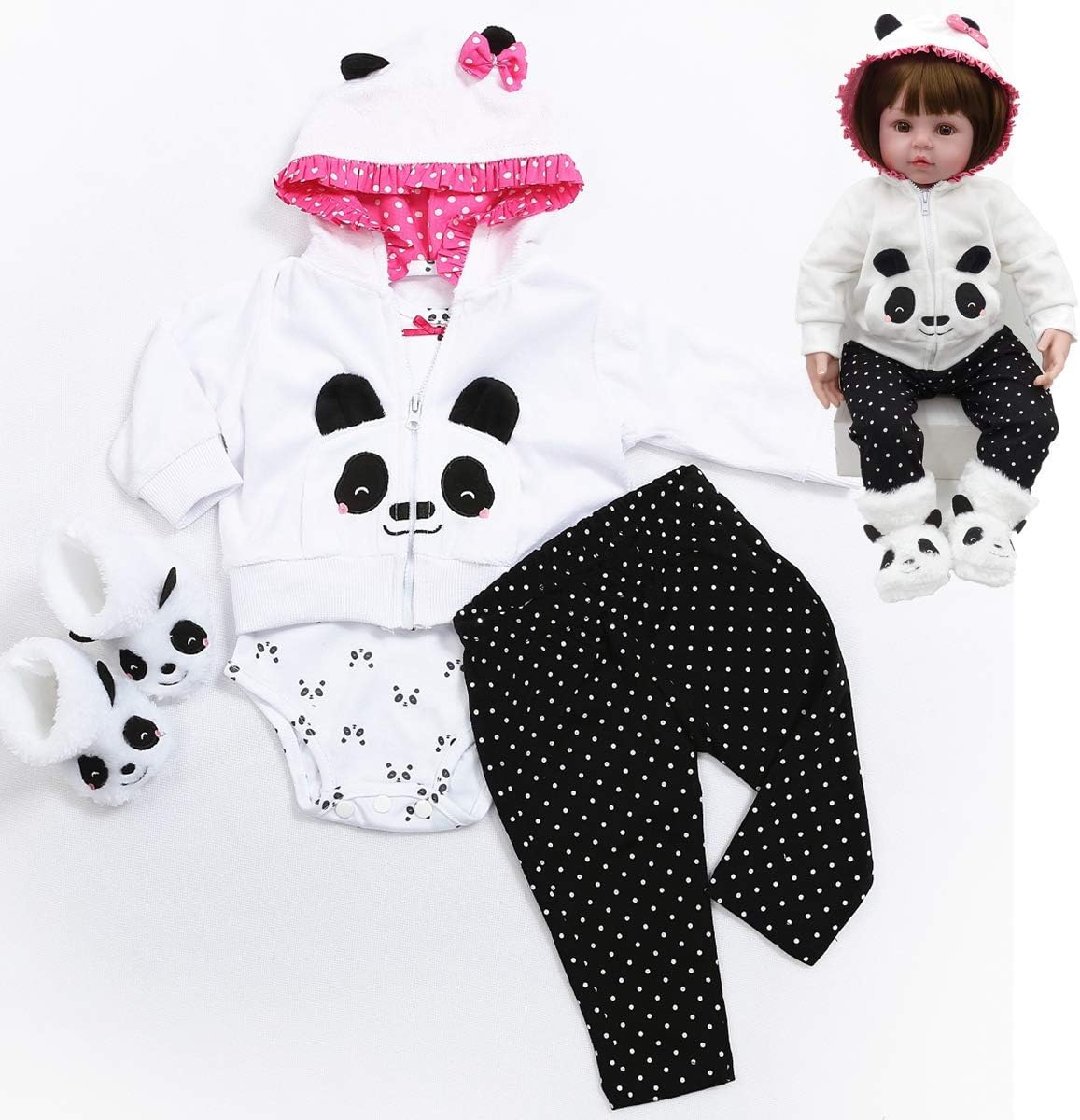 Pedolltree Reborn Baby Girl 18 Inch Panda Outfit