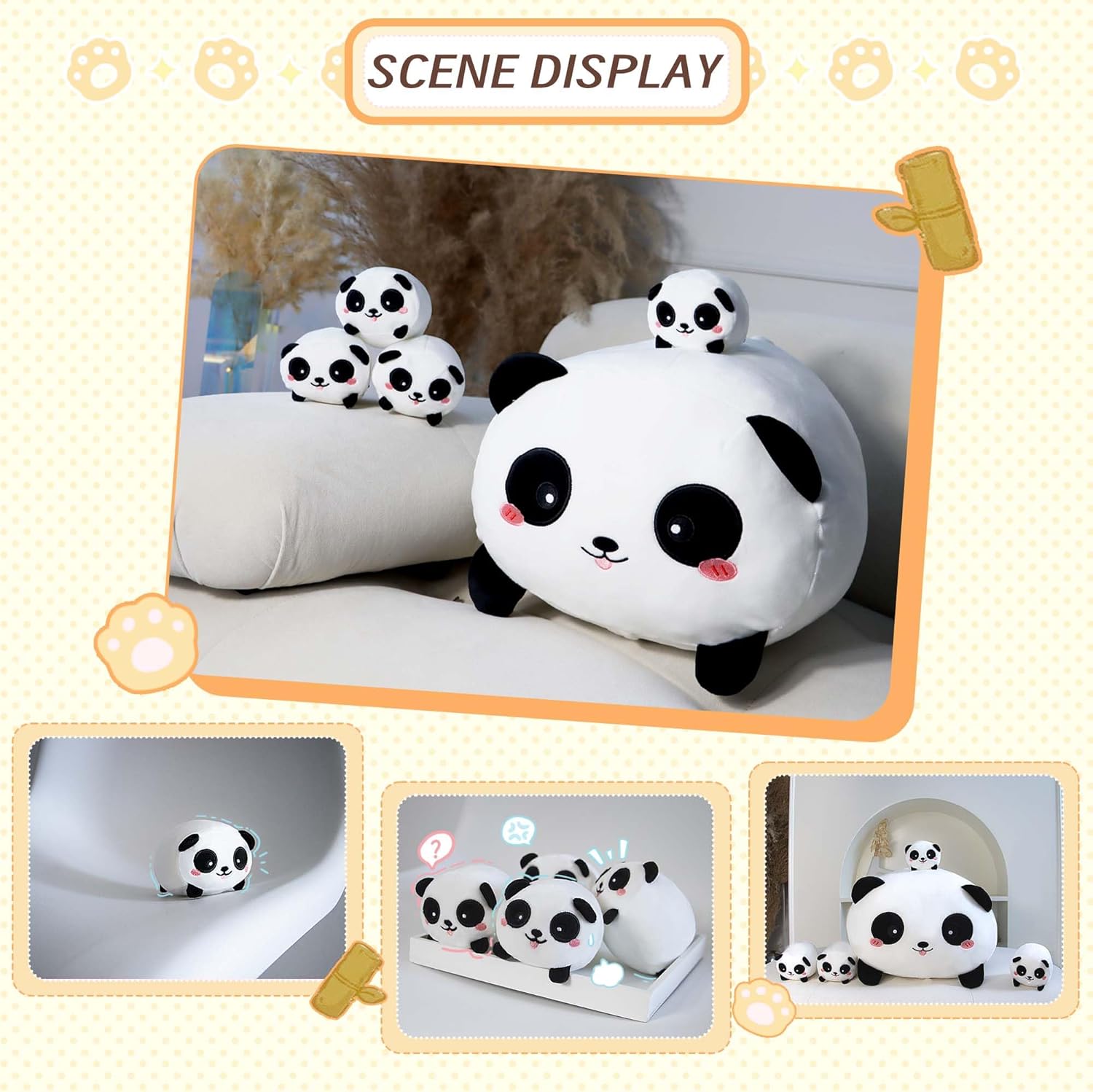 AtoBaby Cute Panda Plush Toy - 16 Inches with 4 Babies