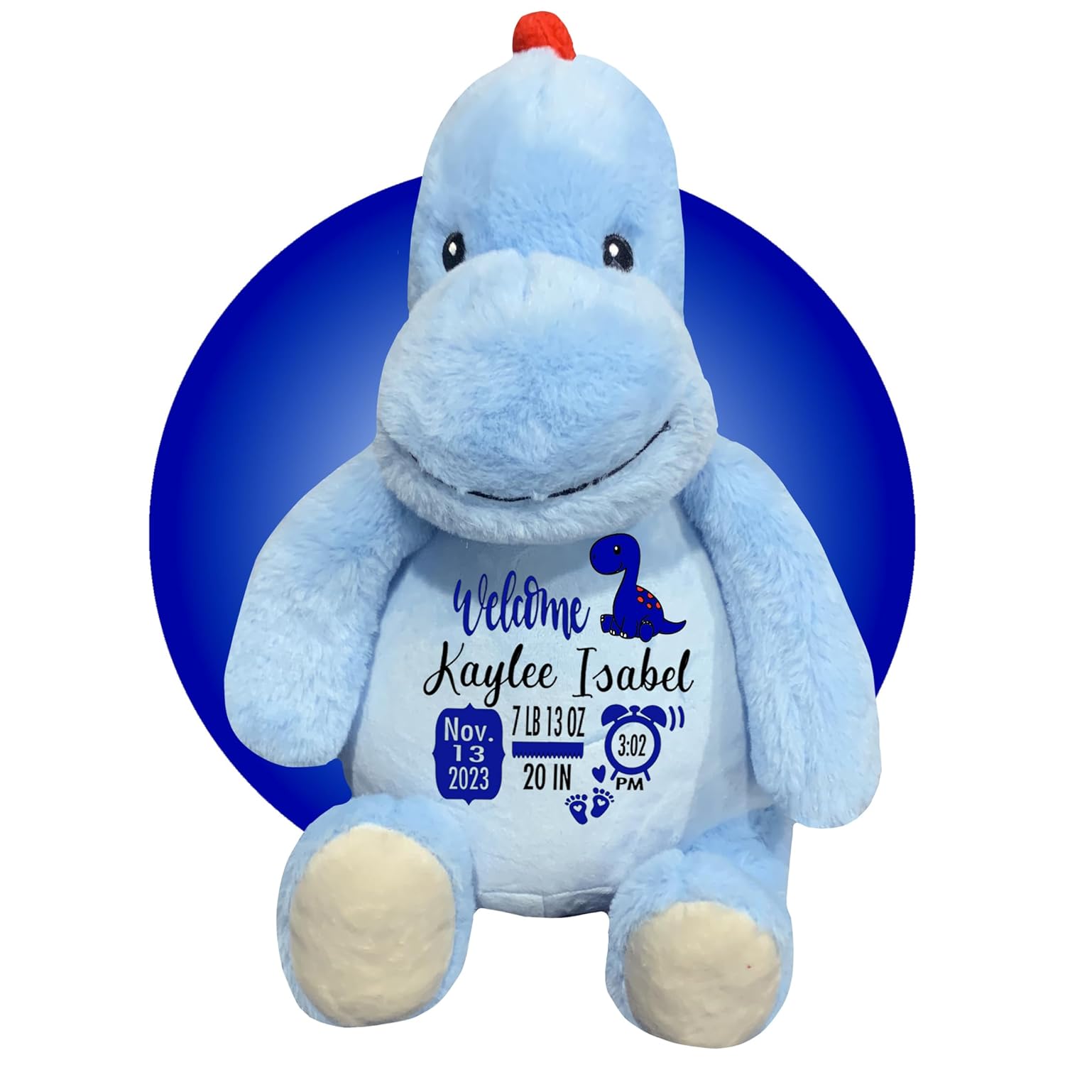 Baby Birth Stats Plush - Green Dinosaur