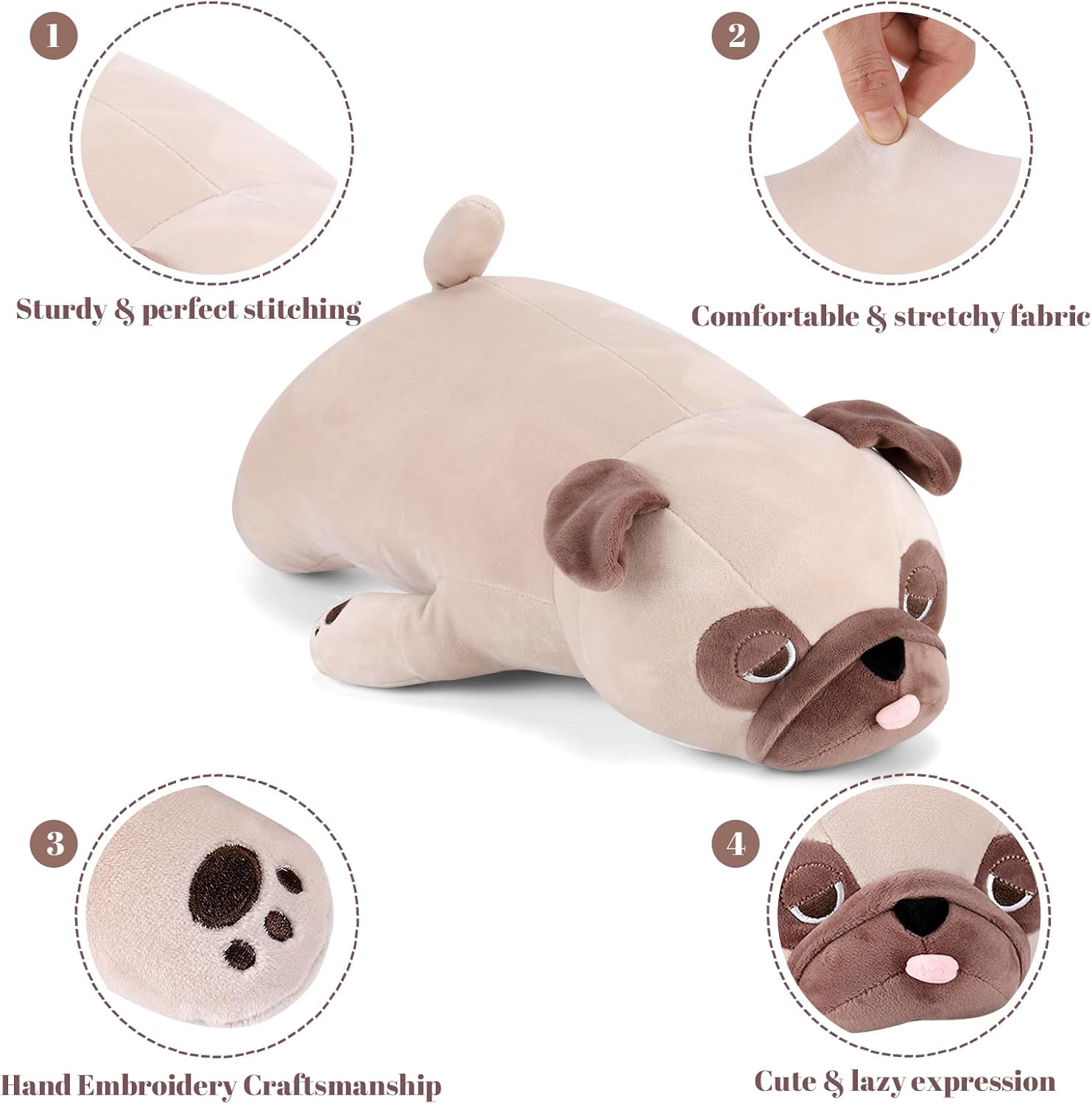 Meowtastic Pug Weighted Plush - 28 Inch 40 lbs Comfort Pillow