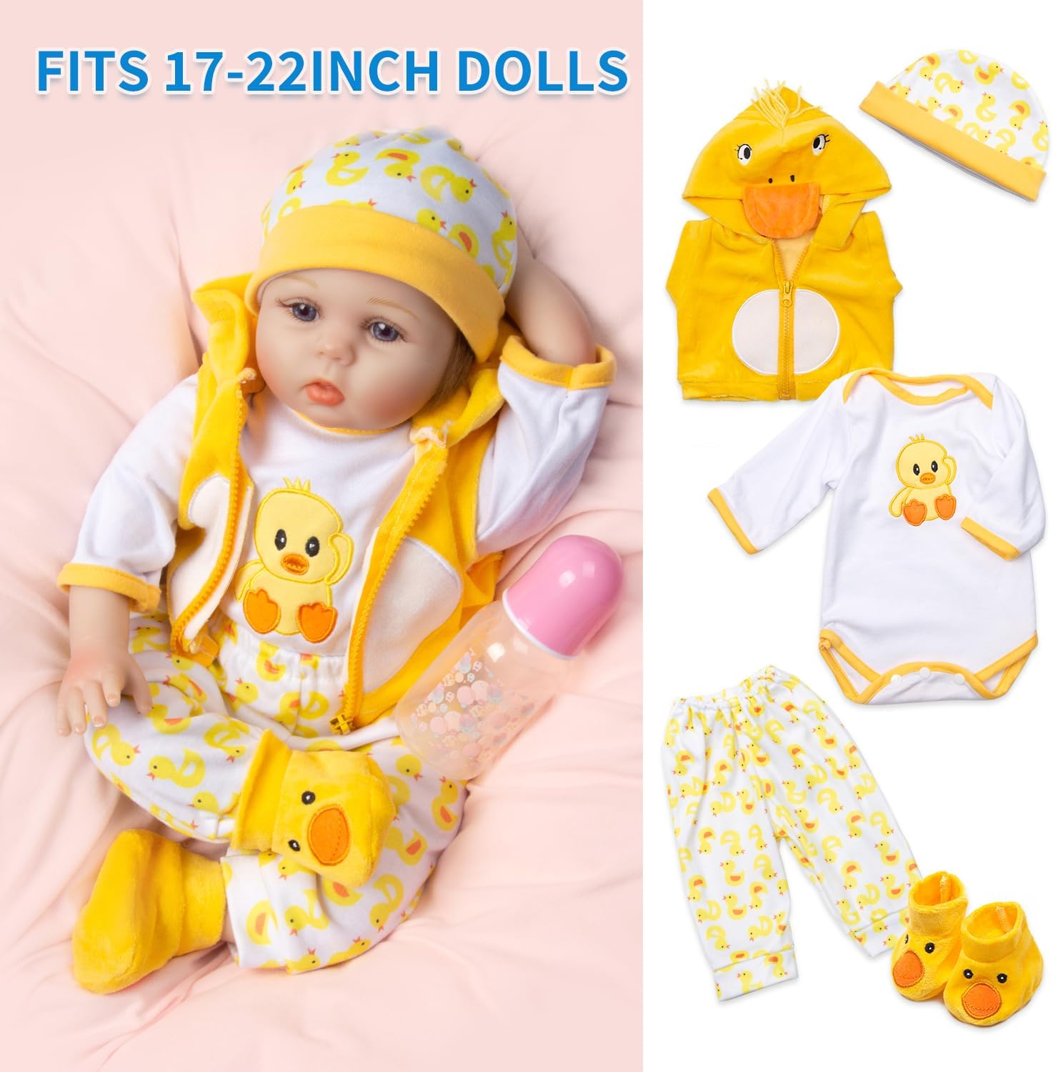 Pedolltree Reborn Baby Doll 9pcs Yellow Duck Set